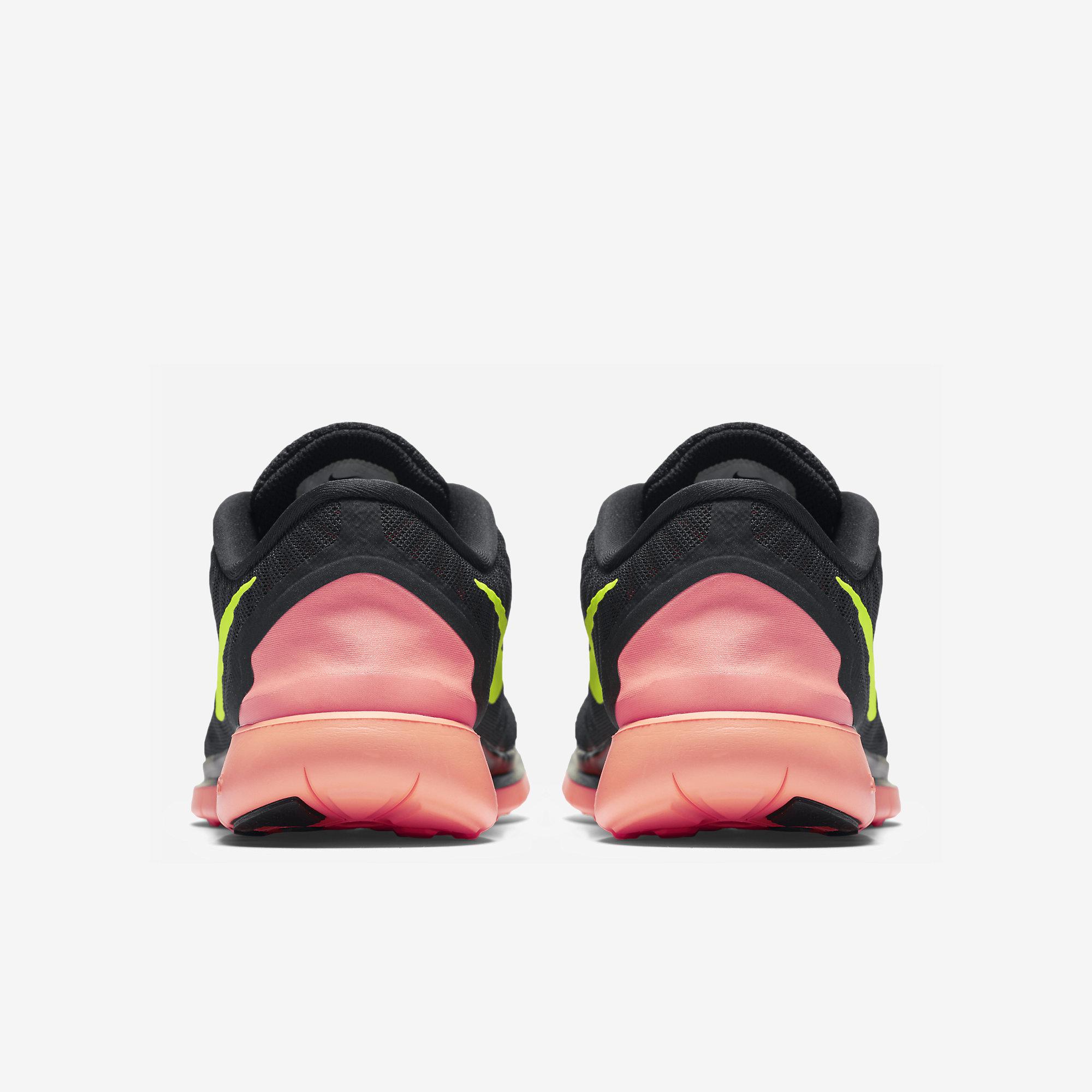 Nike Womens Free 5.0 Running Shoes Black/Yellow/Mango