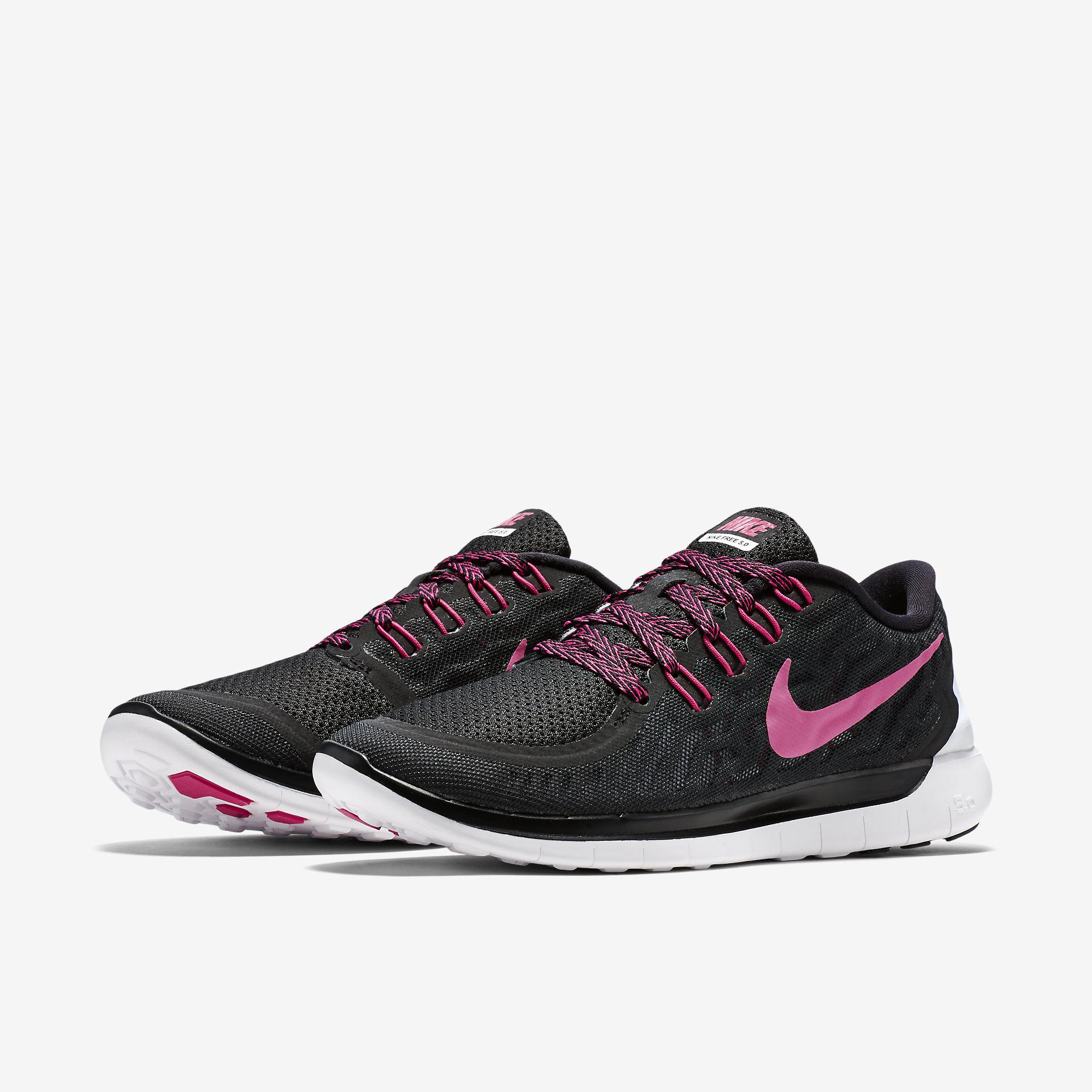 Nike Womens Free 5.0 Running Shoes - Black/Pink - Tennisnuts.com
