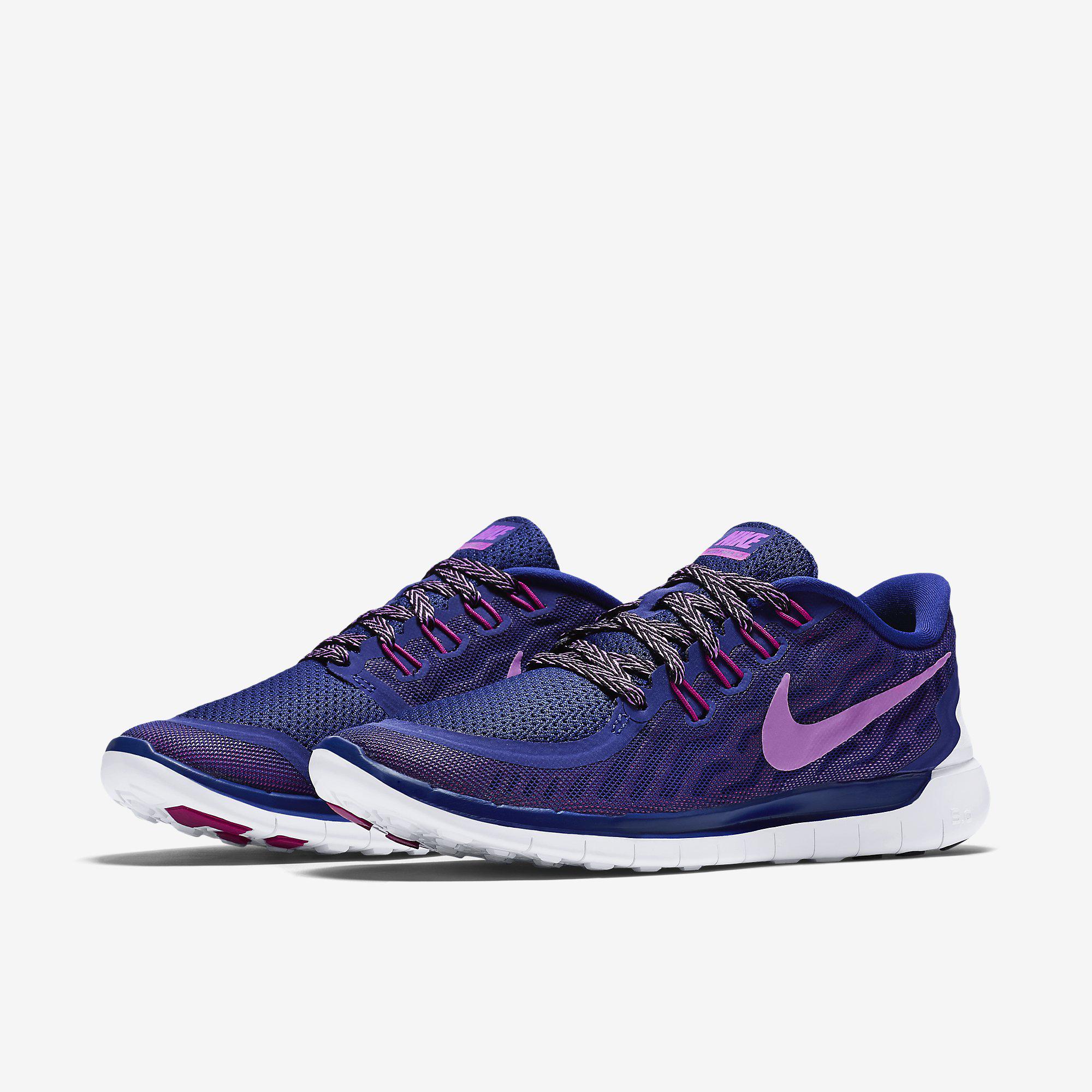 Nike Womens Free 5.0+ Running Shoes - Deep Royal Blue/Fuchsia Flash ...