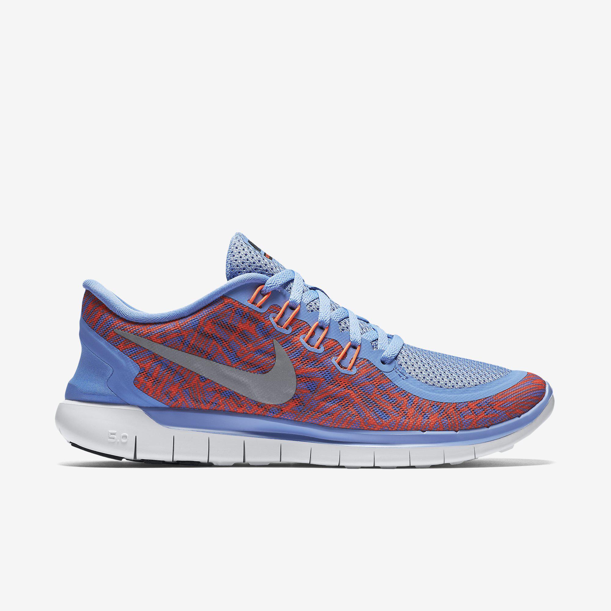 Nike Womens Free 5.0 Print Running Shoes - Chalk Blue - Tennisnuts.com