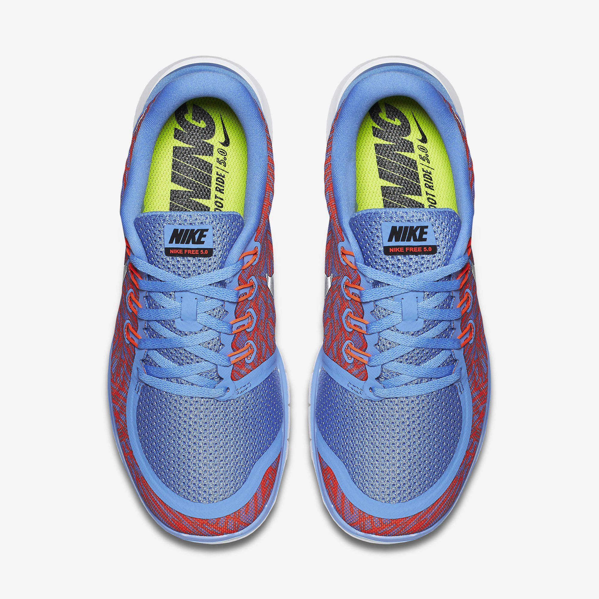 Nike Womens Free 5.0 Print Running Shoes - Chalk Blue - Tennisnuts.com