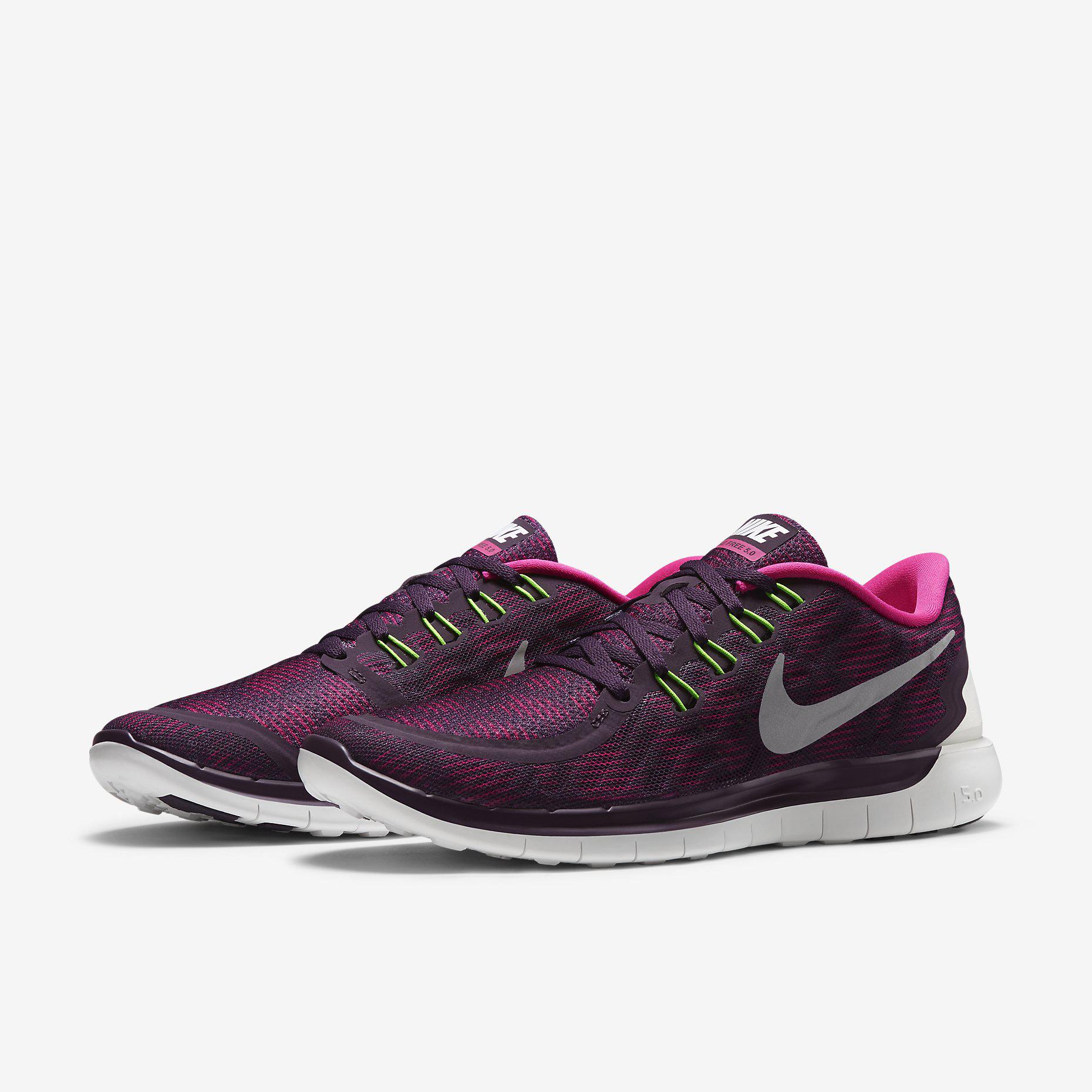 Nike Womens Free 5.0+ Print Running Shoes - Purple/Pink - Tennisnuts.com