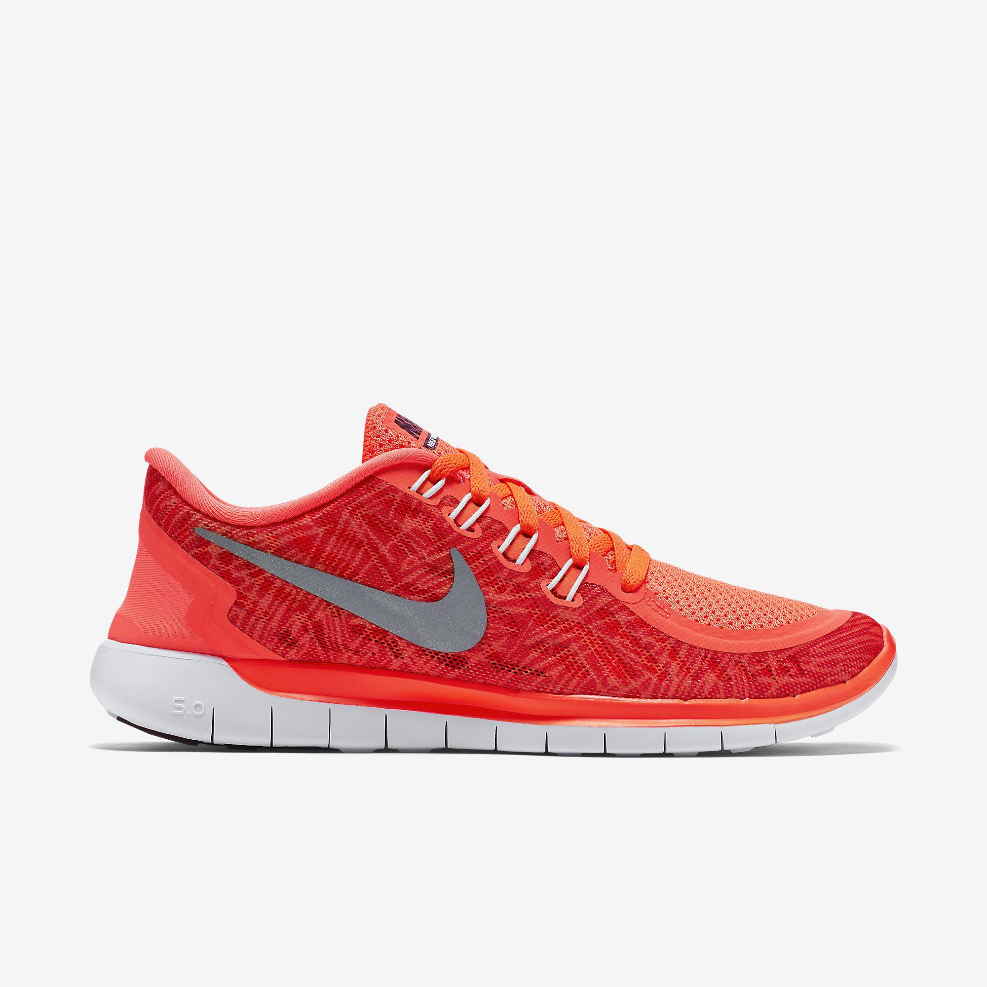 Nike Womens Free 5.0 Print Running Shoes - Hyper Orange - Tennisnuts.com