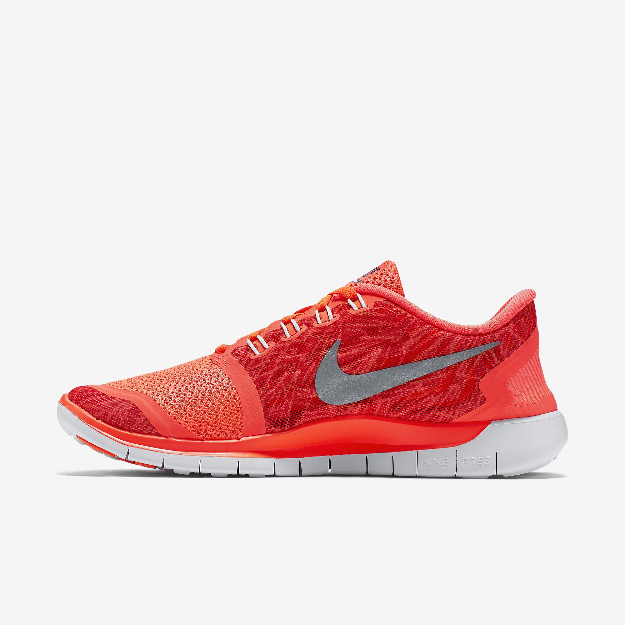Nike Womens Free 5.0 Print Running Shoes - Hyper Orange - Tennisnuts.com