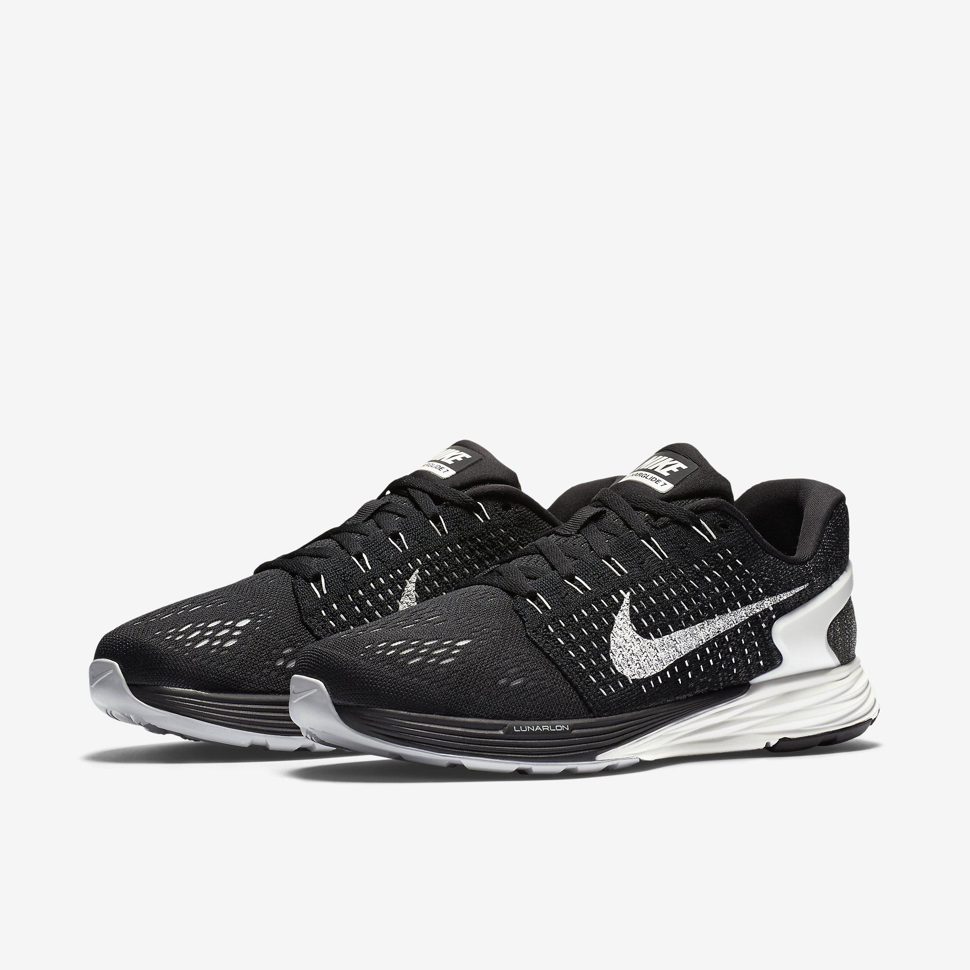 Nike Womens LunarGlide 7 Running Shoes - Black/White - Tennisnuts.com