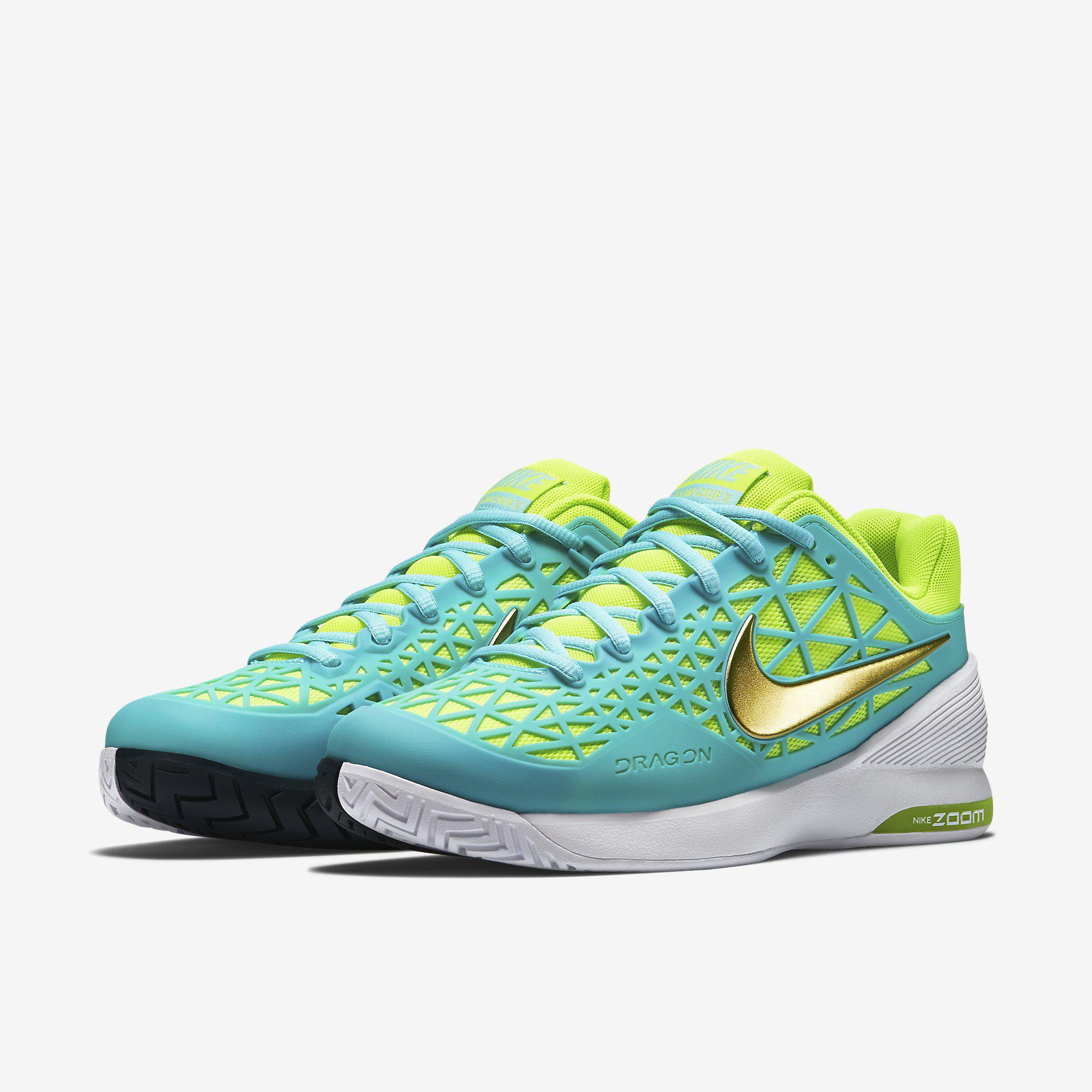 Nike Womens Zoom Cage 2 Tennis Shoes - Light Aqua/White - Tennisnuts.com