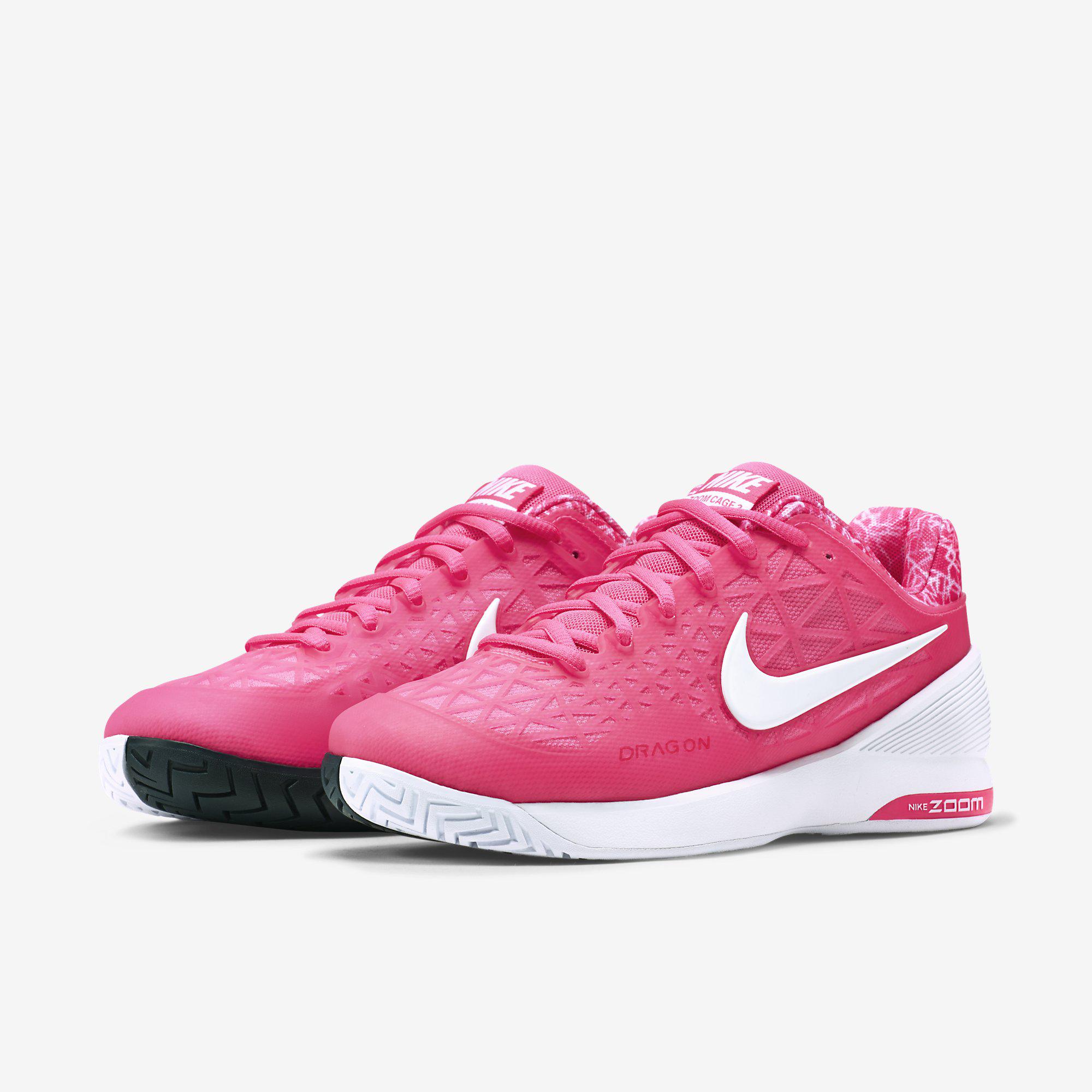 Nike Womens Zoom Cage 2 Tennis Shoes - Pink/White - Tennisnuts.com