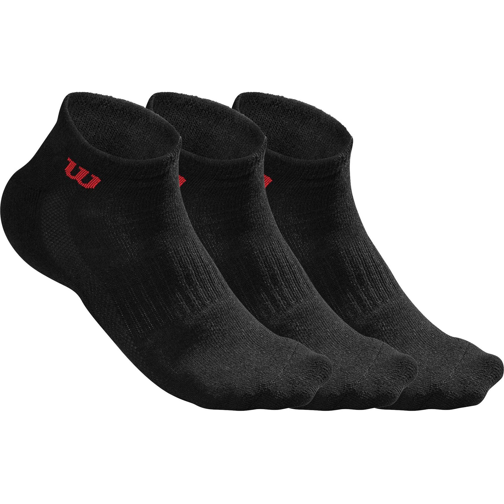Wilson Mens Tennis Quarter Socks (3 Pairs) Black (Size 5.5 12
