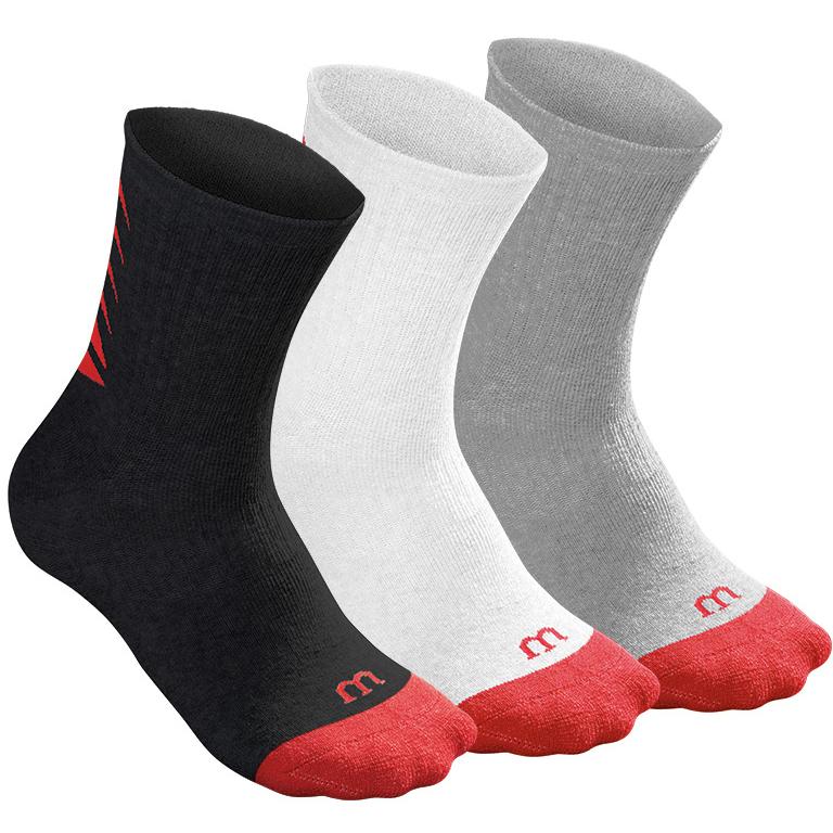 Wilson Tennis Youth Core Crew Socks (3 Pairs) - White/Grey/Black ...