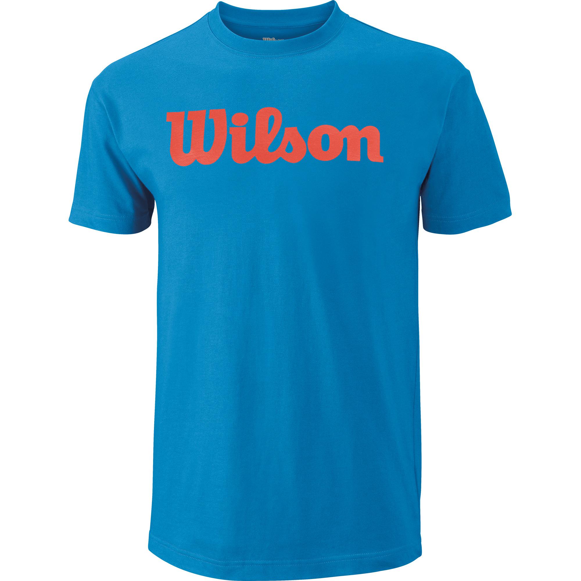Wilson Mens Script Logo Cotton Tee Blue