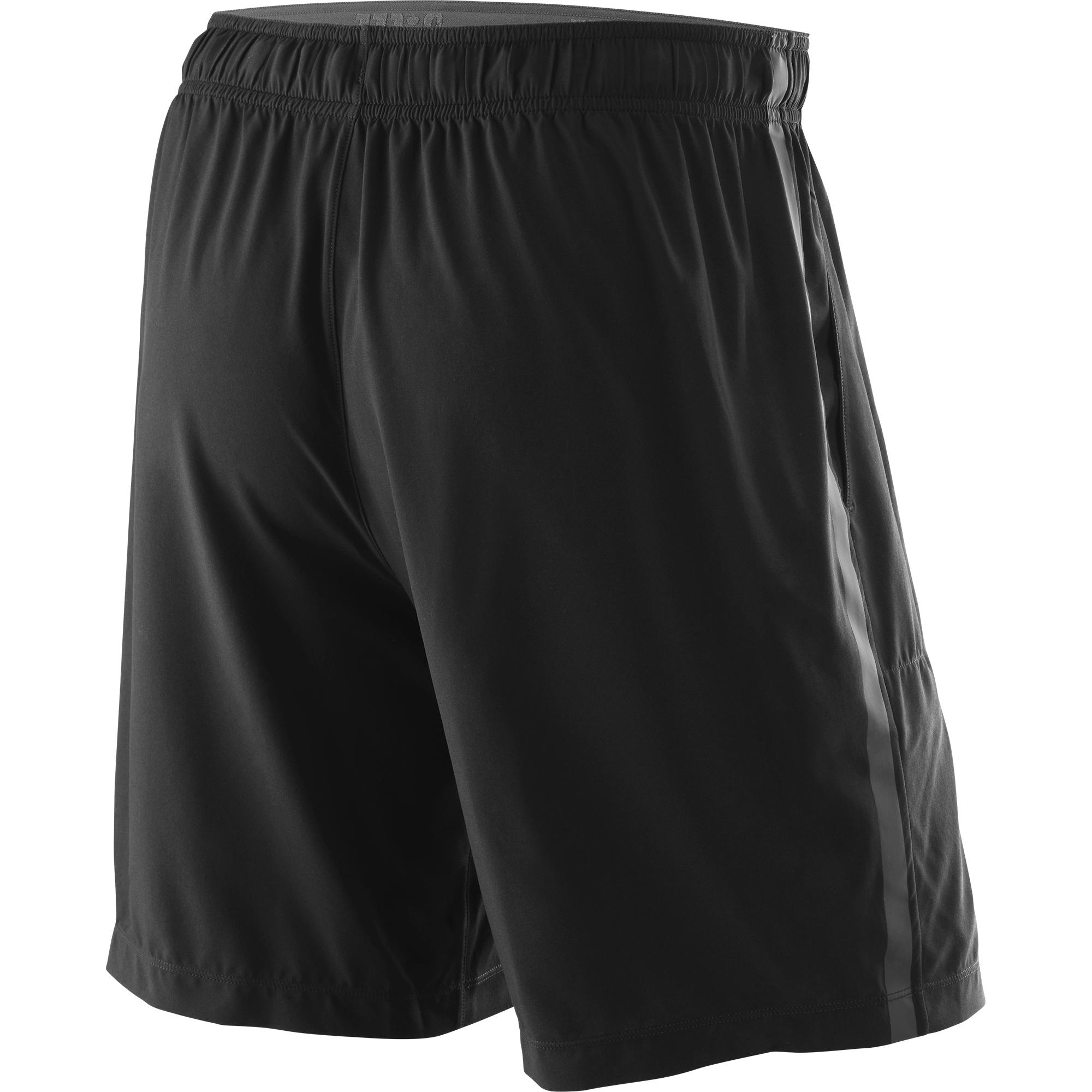 Wilson Mens Woven 8 Inch Shorts - Black/Red - Tennisnuts.com