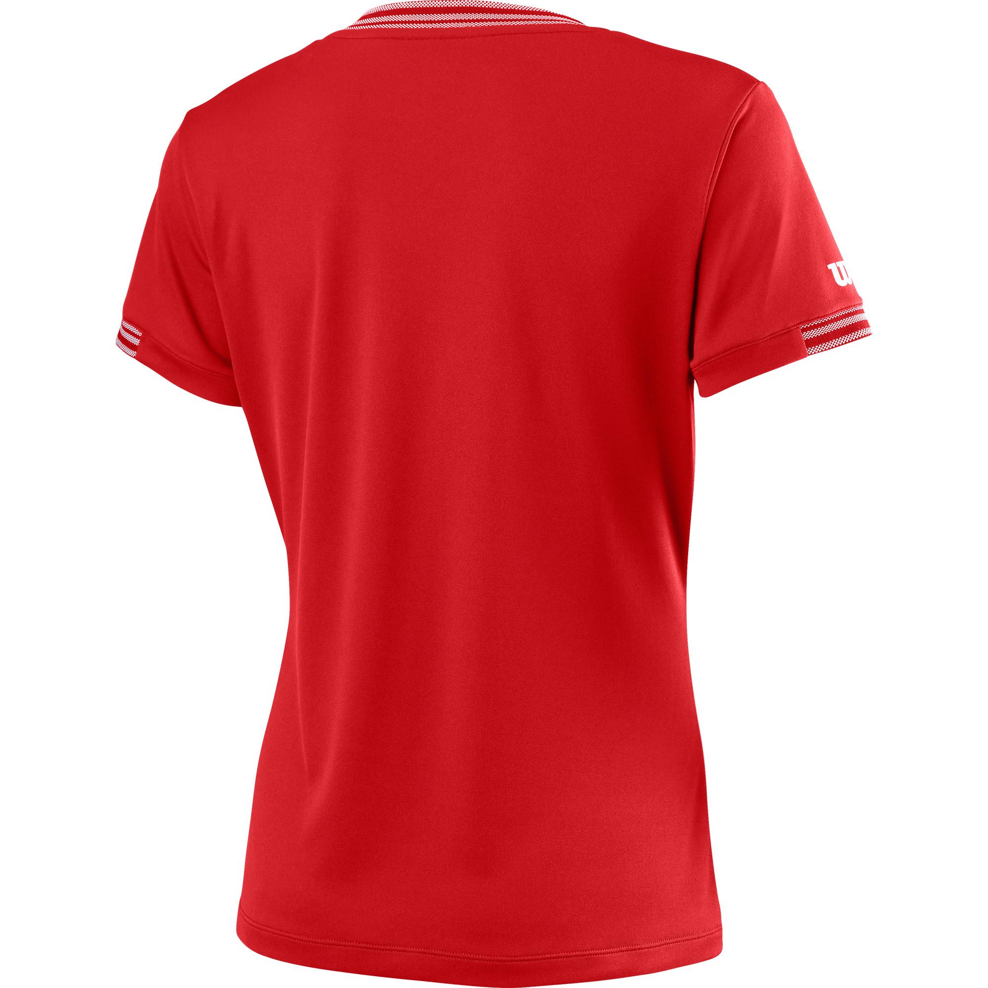 Wilson Womens Team V-Neck T-Shirt - Red - Tennisnuts.com