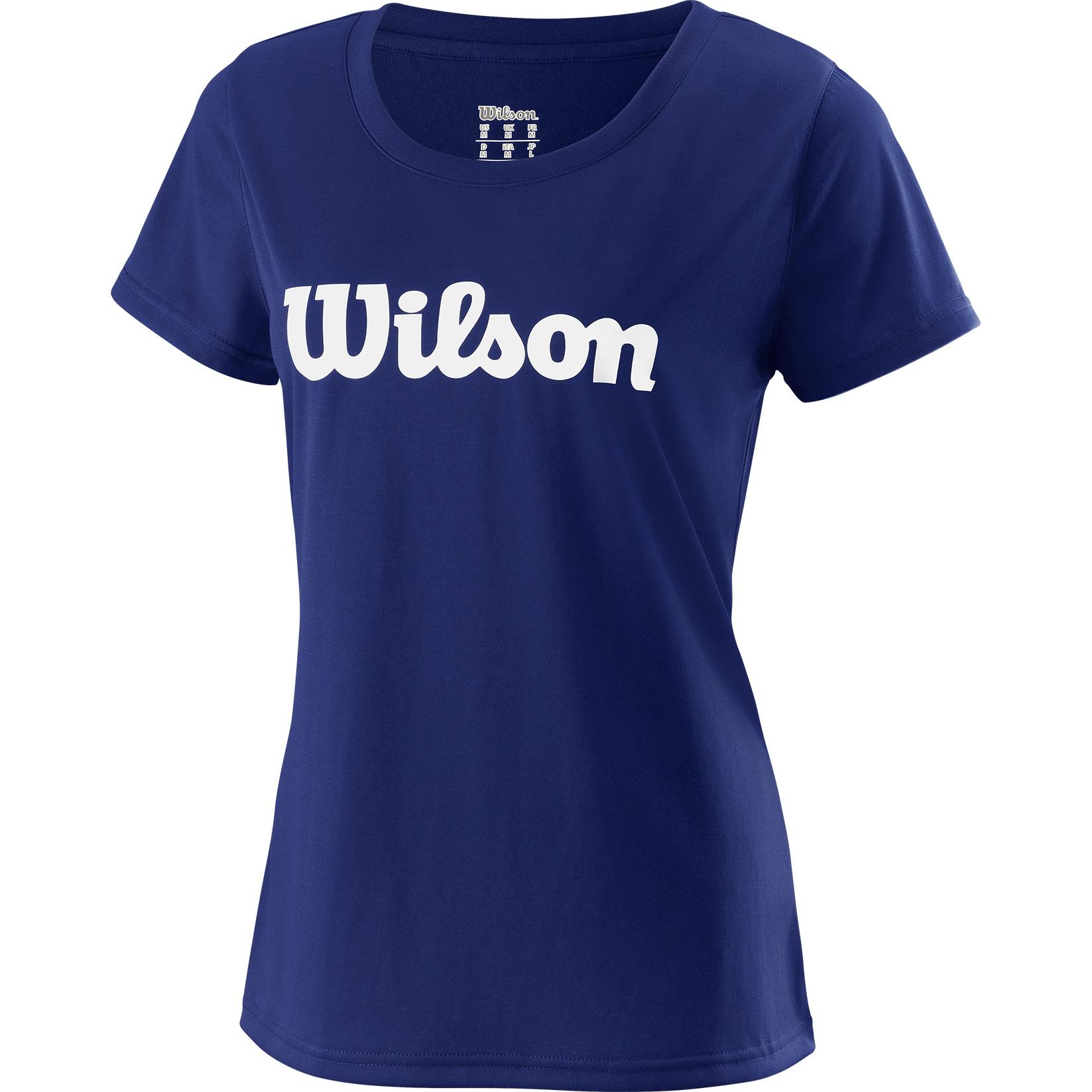 Wilson Womens Script Tech TShirt Blue Depth/White