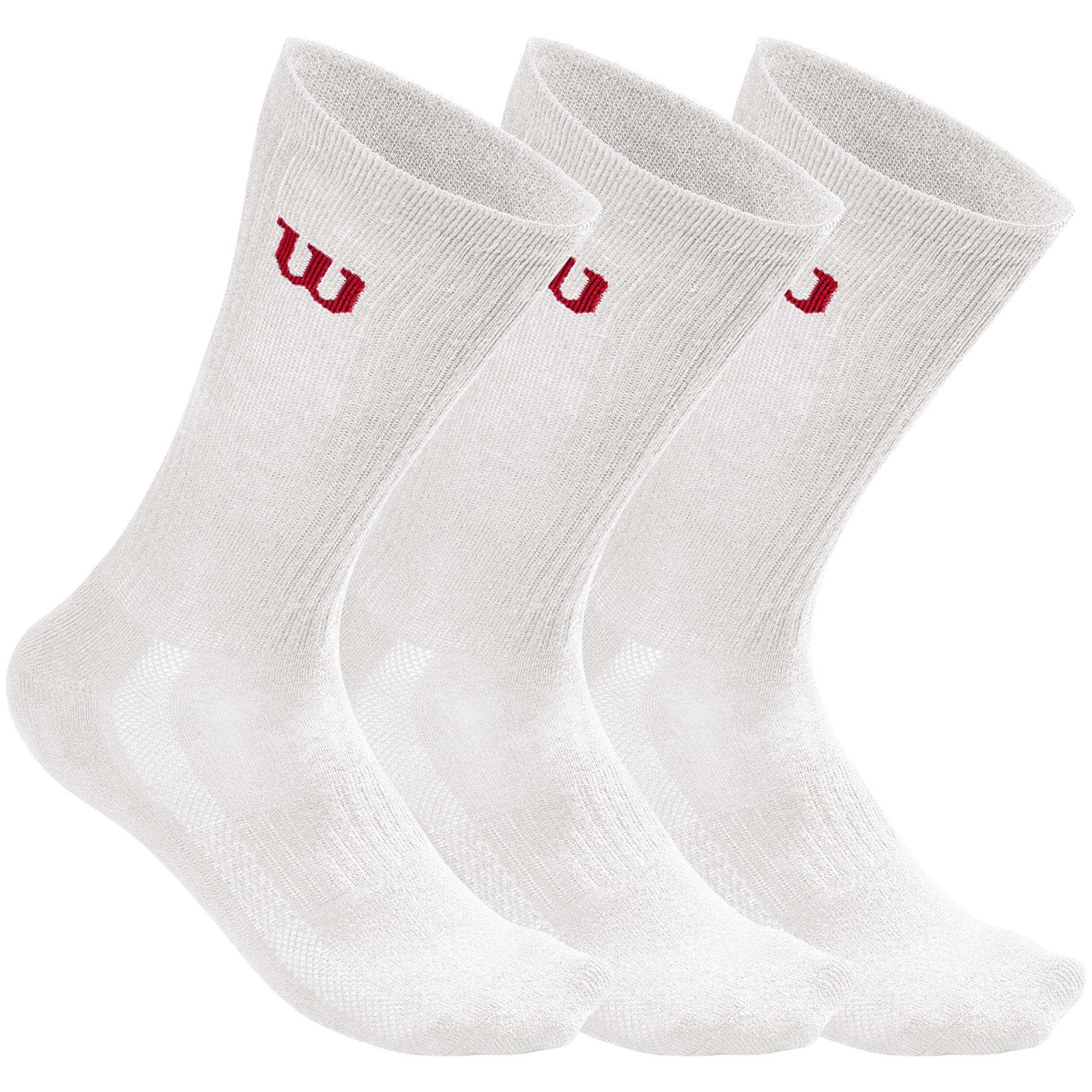Wilson Crew Socks (3 Pairs) - White/Red - Tennisnuts.com