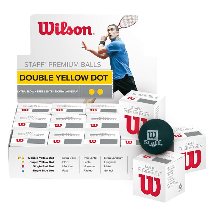 Wilson Staff Double Yellow Dot Squash Balls Pack of 12