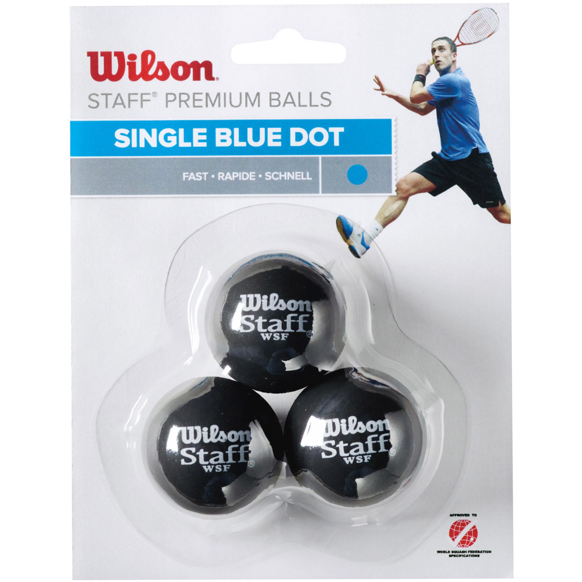 Wilson Staff Single Blue Dot Squash Balls Pack of 3