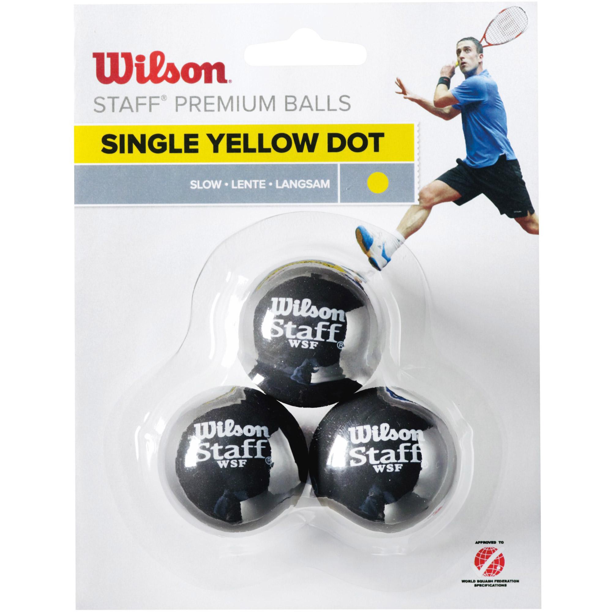 Wilson Staff Single Yellow Dot Squash Balls Pack of 3