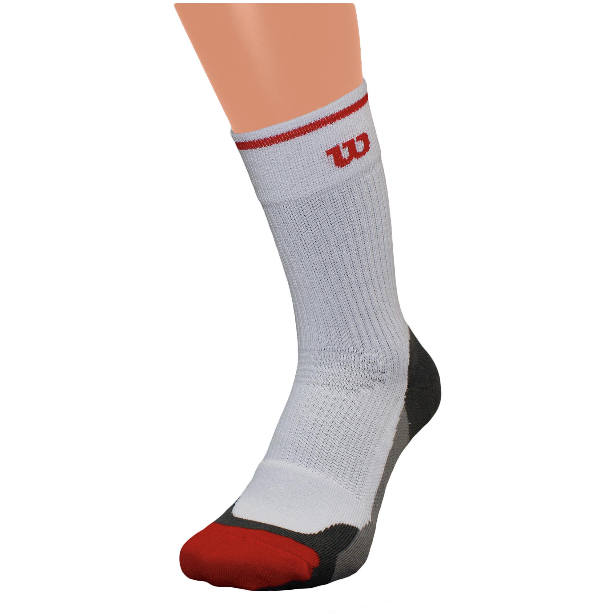Wilson Mens Ergostep Crew Tennis Socks (1 Pair) White/Black/Red