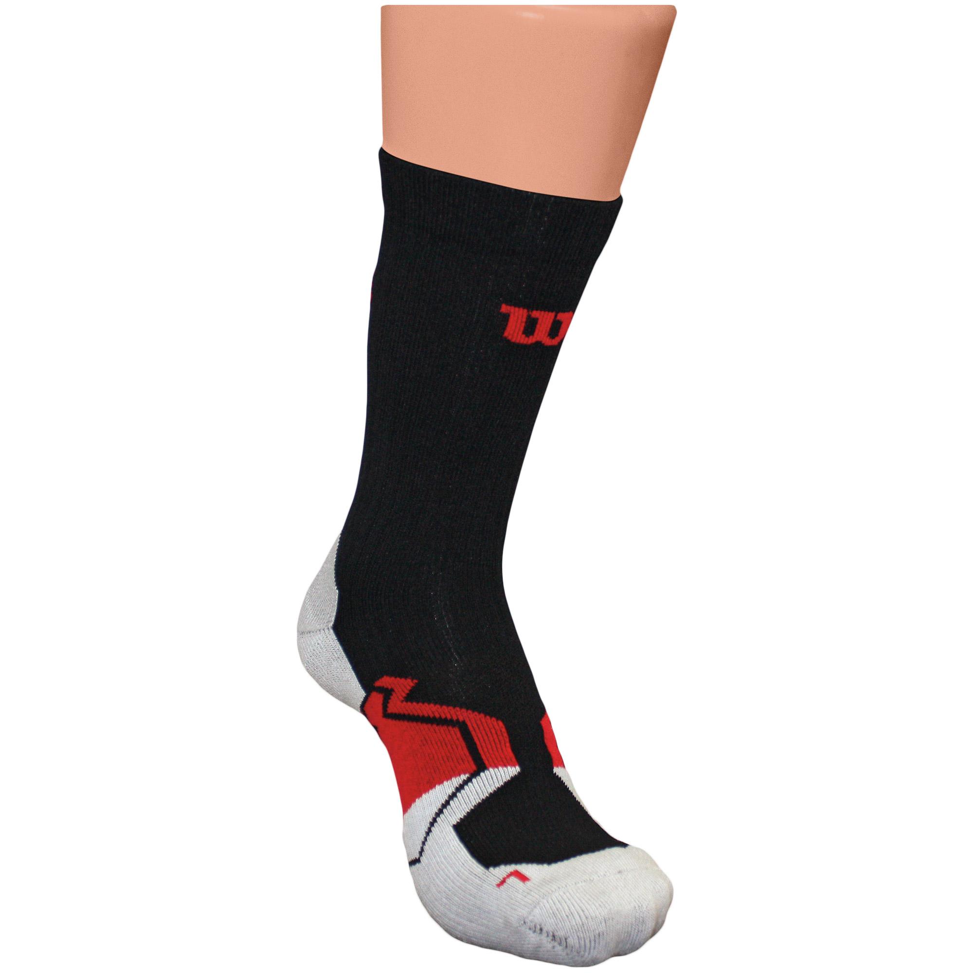 Wilson Mens Professional Crew Tennis Socks (1 Pair) Black/Red
