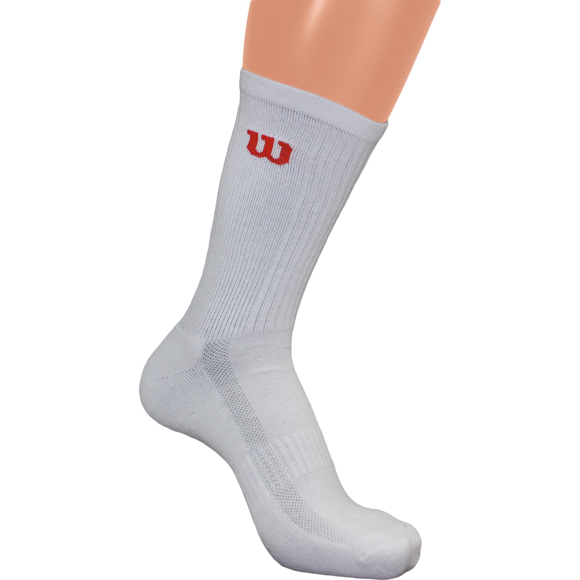 Wilson Mens Tennis Premium Crew Socks White (3 Pairs) (Size 611