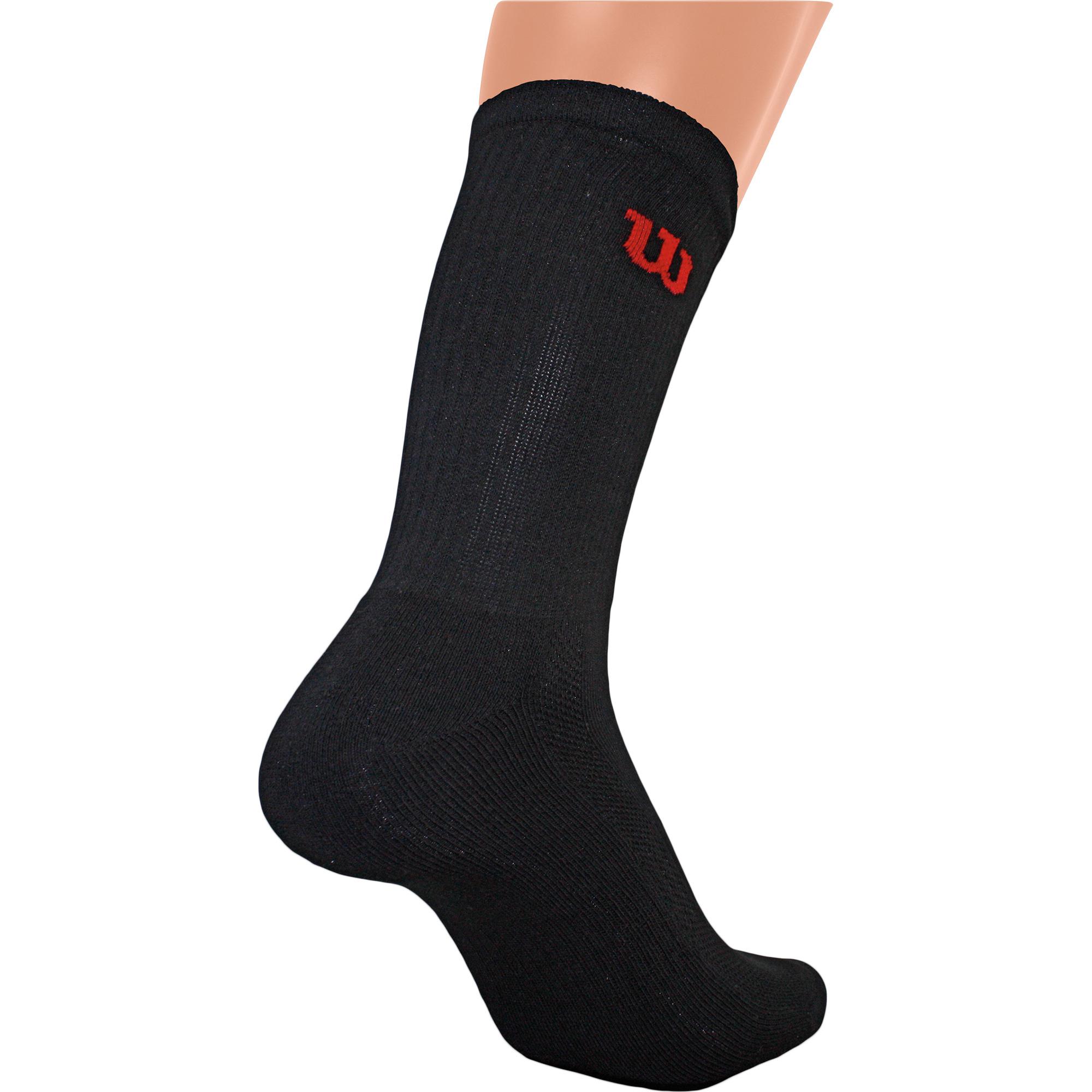 Wilson Mens Tennis Premium Crew Socks Black (3 Pairs) (Size 611