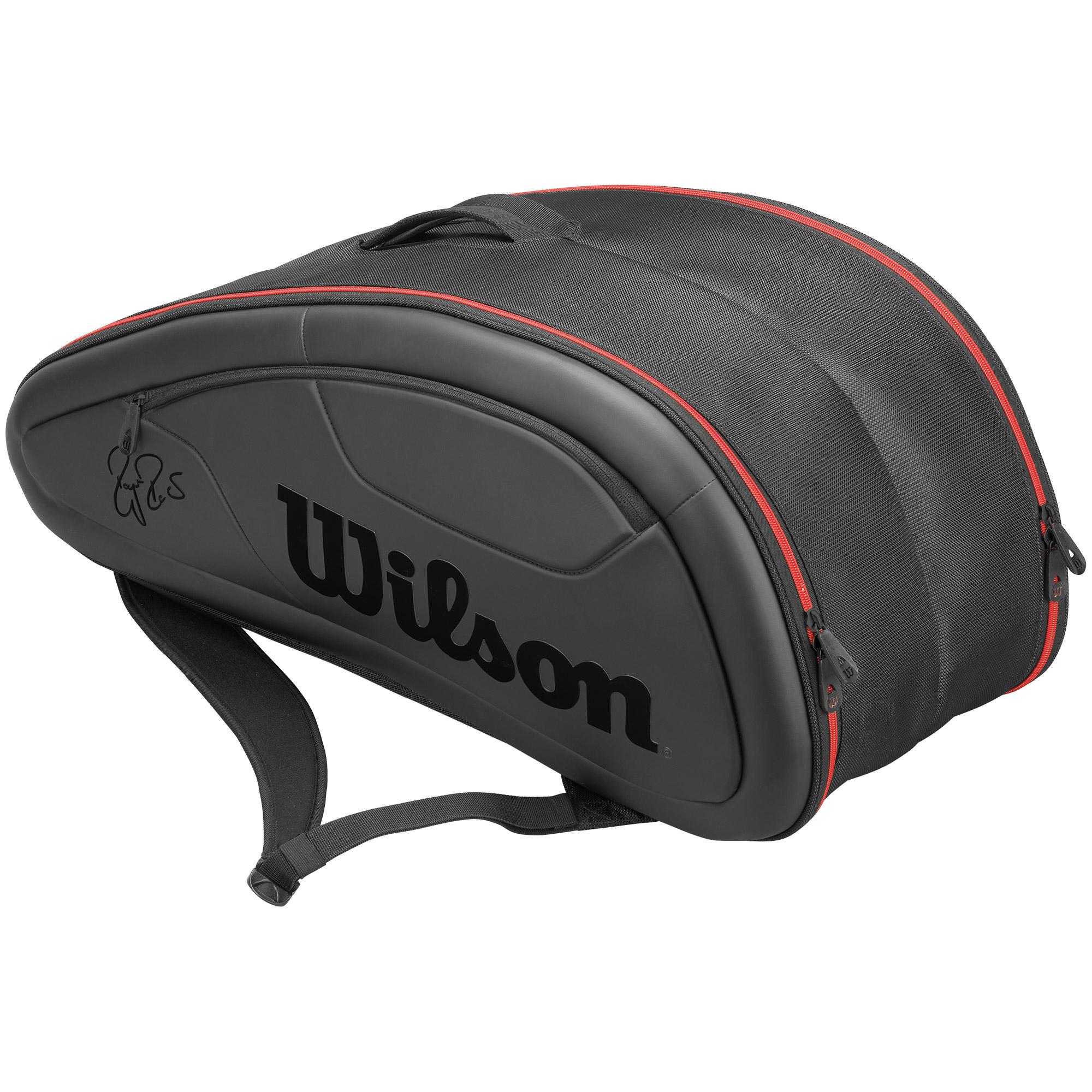 Wilson Federer DNA 12 Racket Bag - Black/Red - Tennisnuts.com