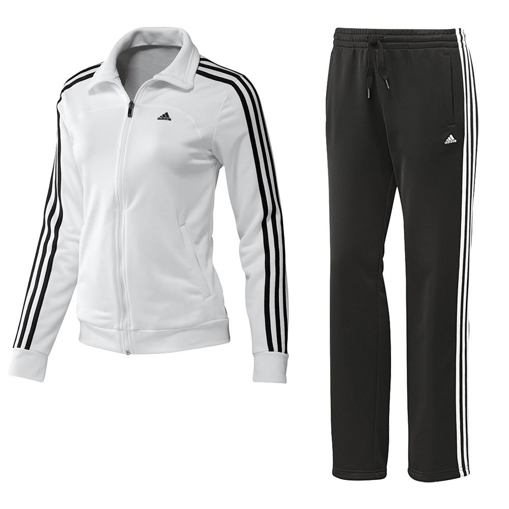 Adidas Womens Essentials 3 Stripe Knit Tracksuit - White/Black -  Tennisnuts.com