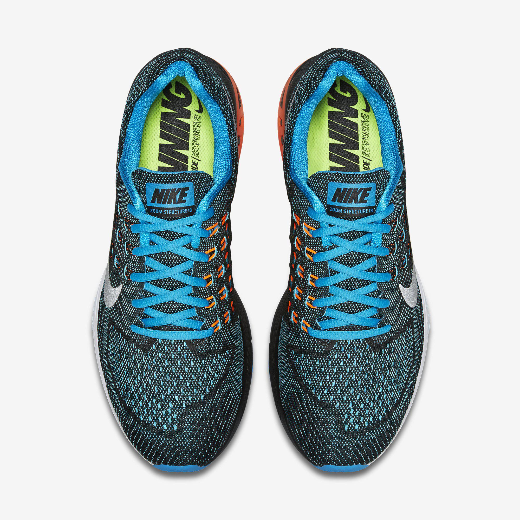 Nike Mens Air Zoom Structure 18 Running Shoes - Blue Lagoon ...