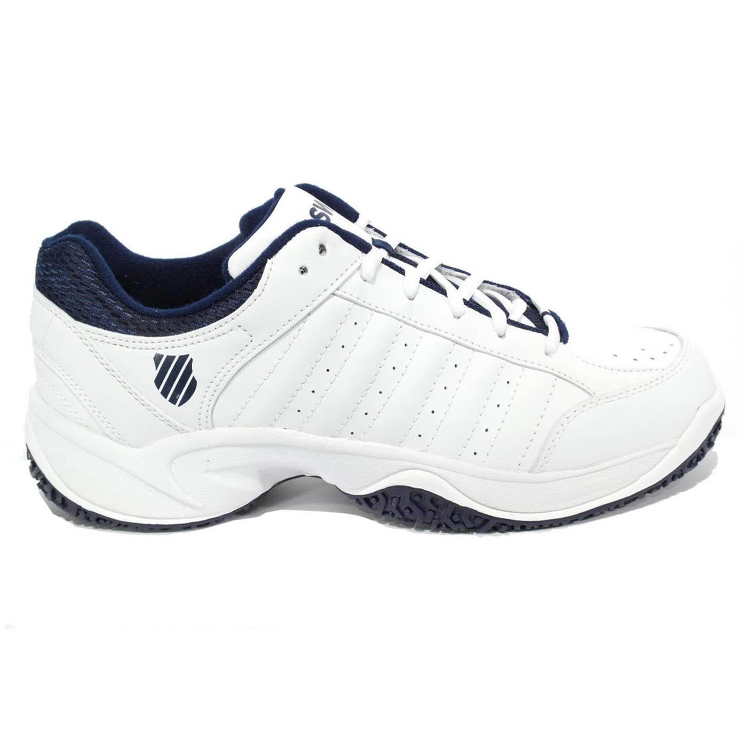 K-Swiss Mens Grancourt III Omni Tennis Shoes - White/Navy - Tennisnuts.com