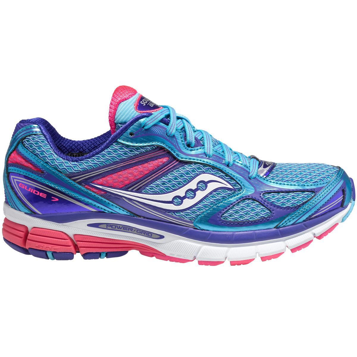 Saucony Womens Guide 7 Running Shoes - Blue/ViZiPINK - Tennisnuts.com
