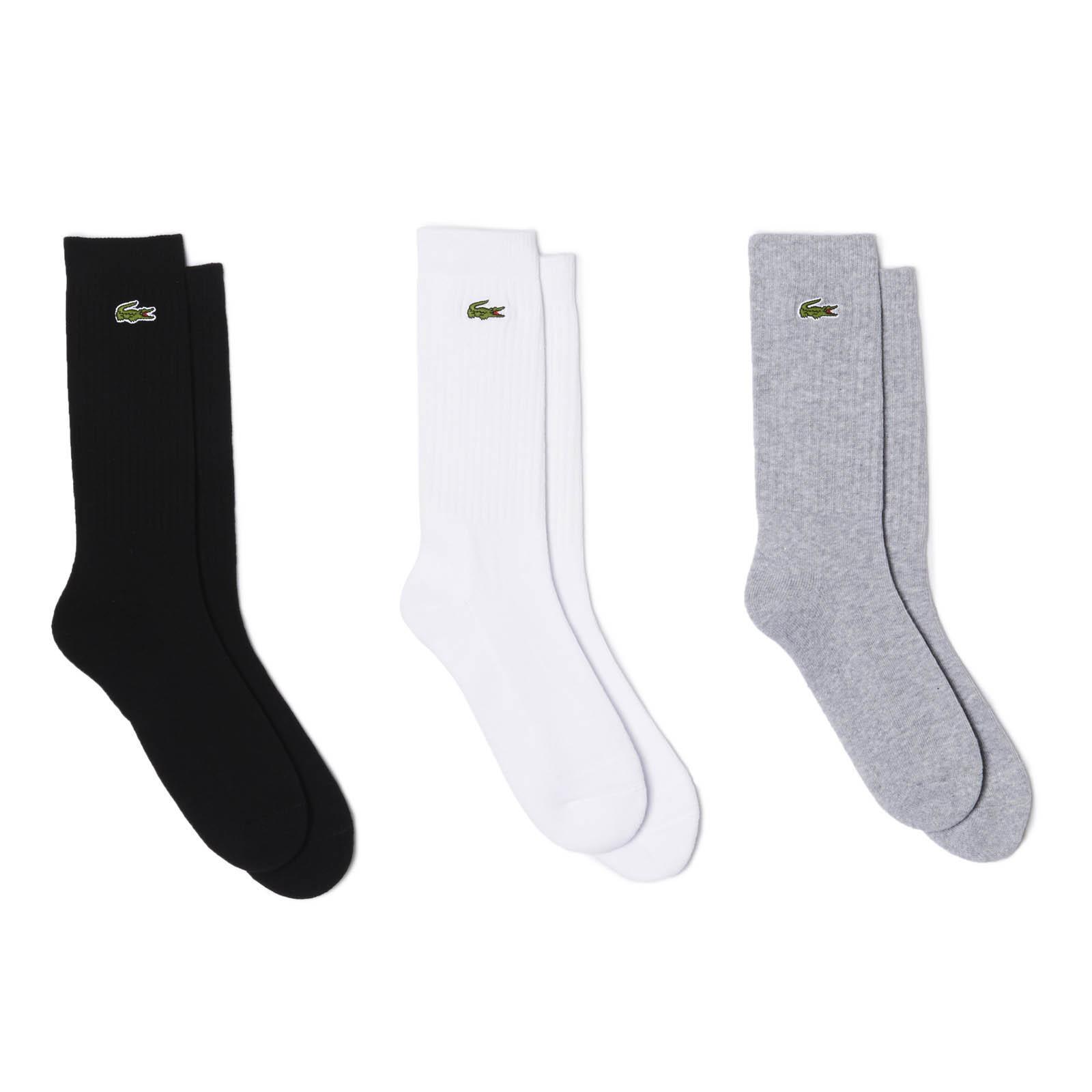 Lacoste Sport Socks (3 Pairs) - White/Black/Grey - Tennisnuts.com