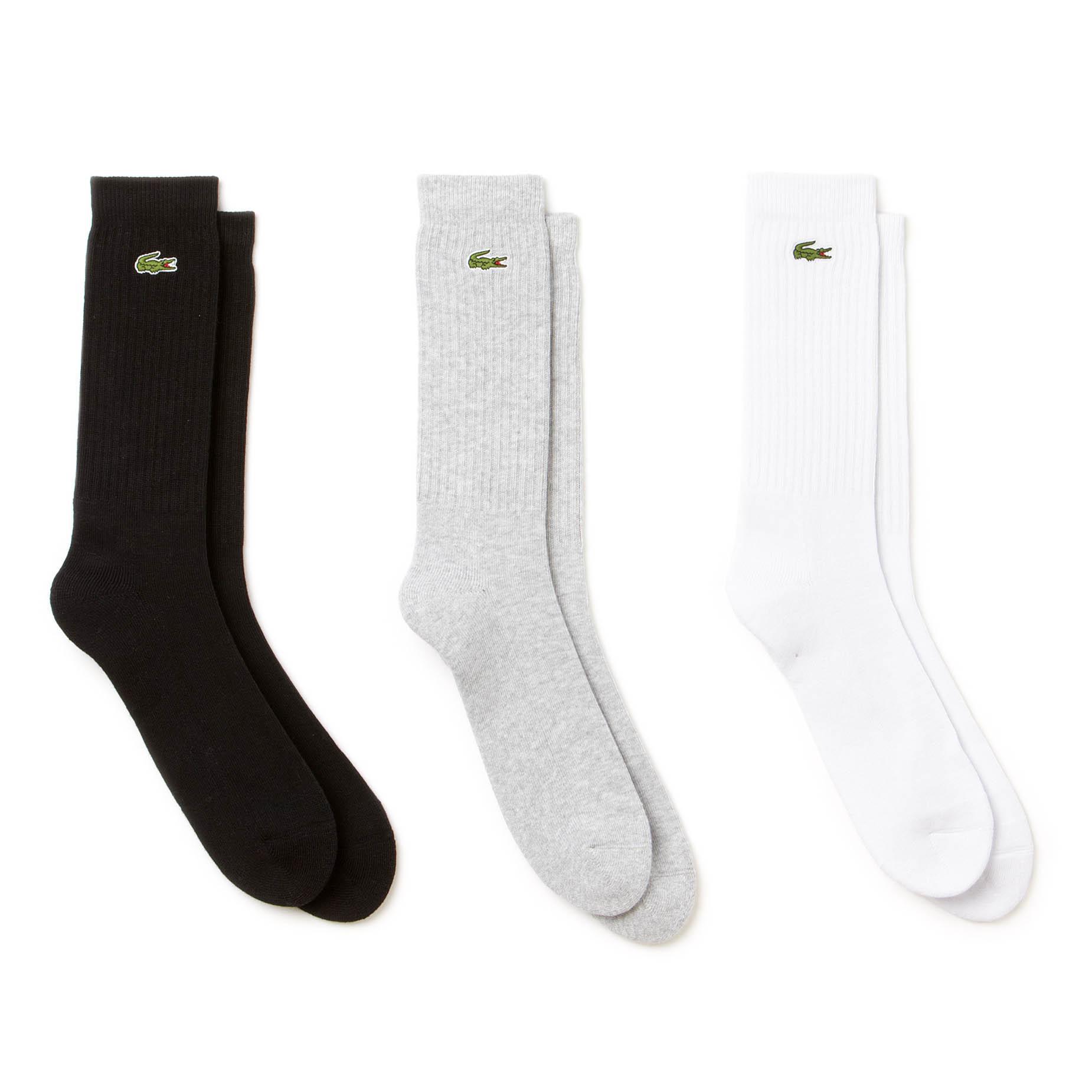 Lacoste Sport Socks (3 Pairs) White/Light Grey/Black