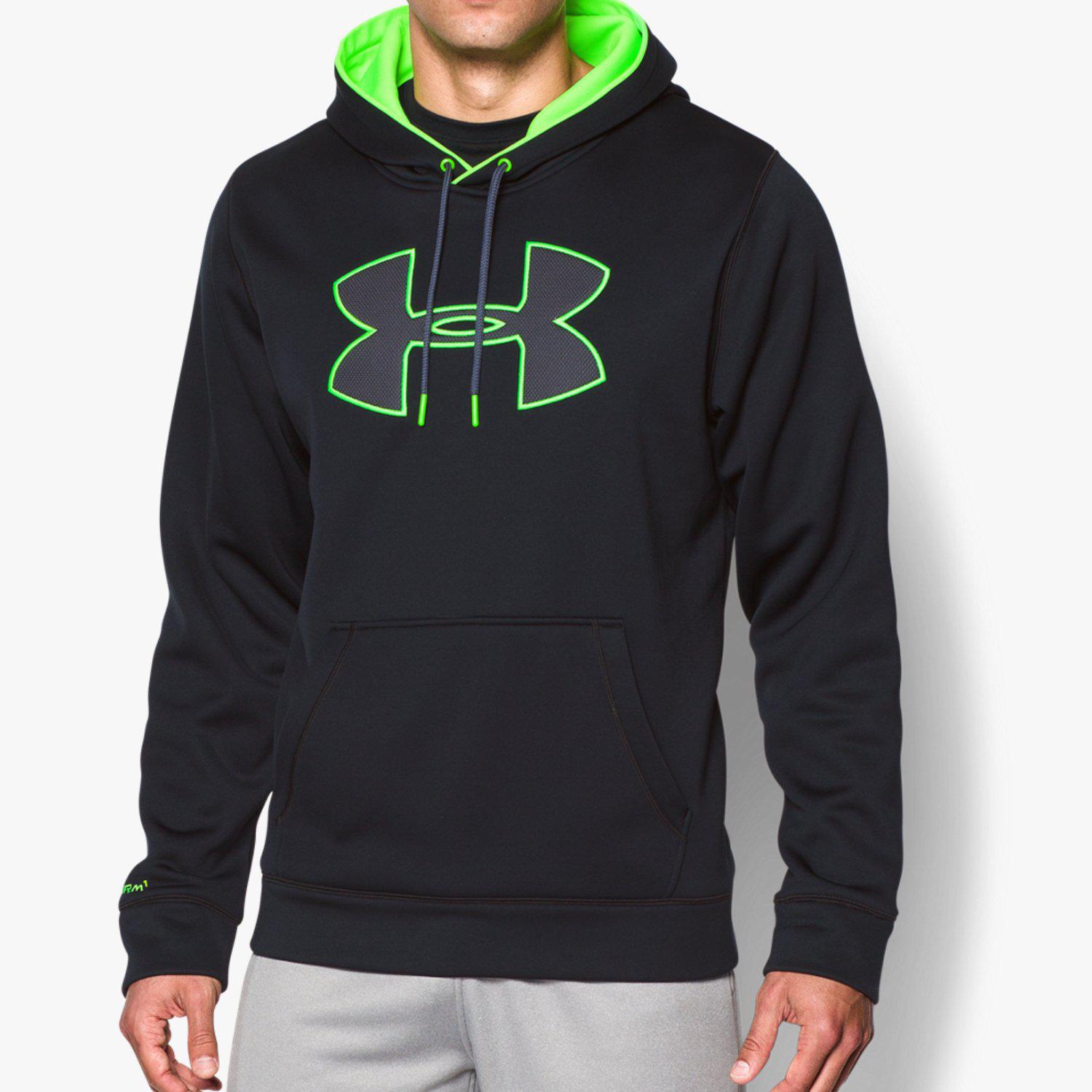 Under Armour Mens Storm Fleece Hoodie - Black/Green - Tennisnuts.com