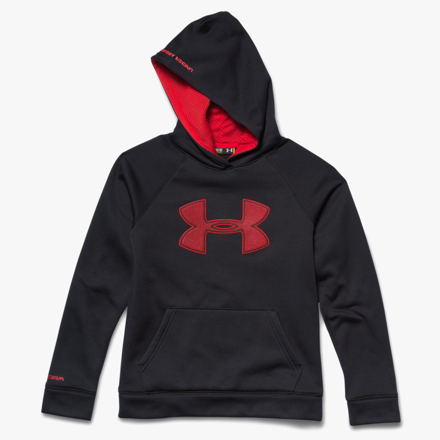 Under Armour Boys Armour Fleece Storm Hoodie - Black/Red - Tennisnuts.com