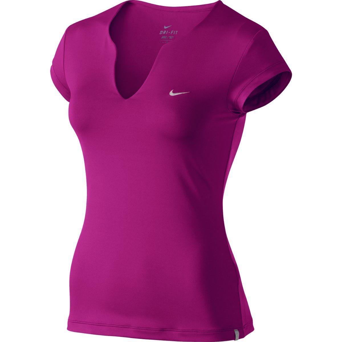 Nike Womens Pure Capsleeve Tennis Top - Magenta - Tennisnuts.com