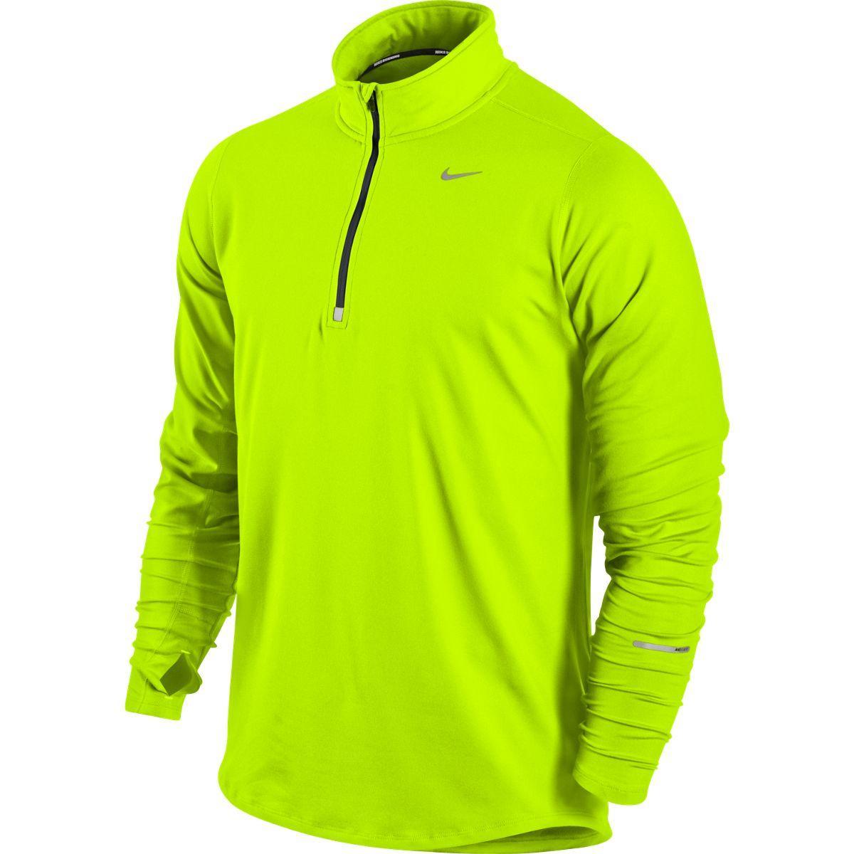 Nike Mens Element 1 2 Zip Ls Running Shirt Volt Reflective Silver Tennisnuts Com