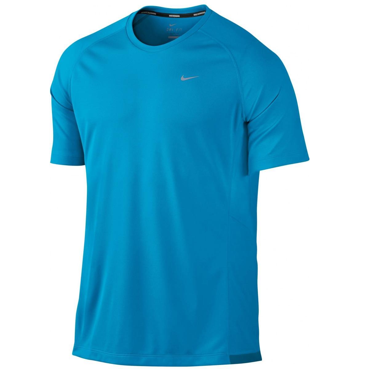 Nike Mens Miler UV Short Sleeve Running Shirt - Prize Blue/Reflective ...