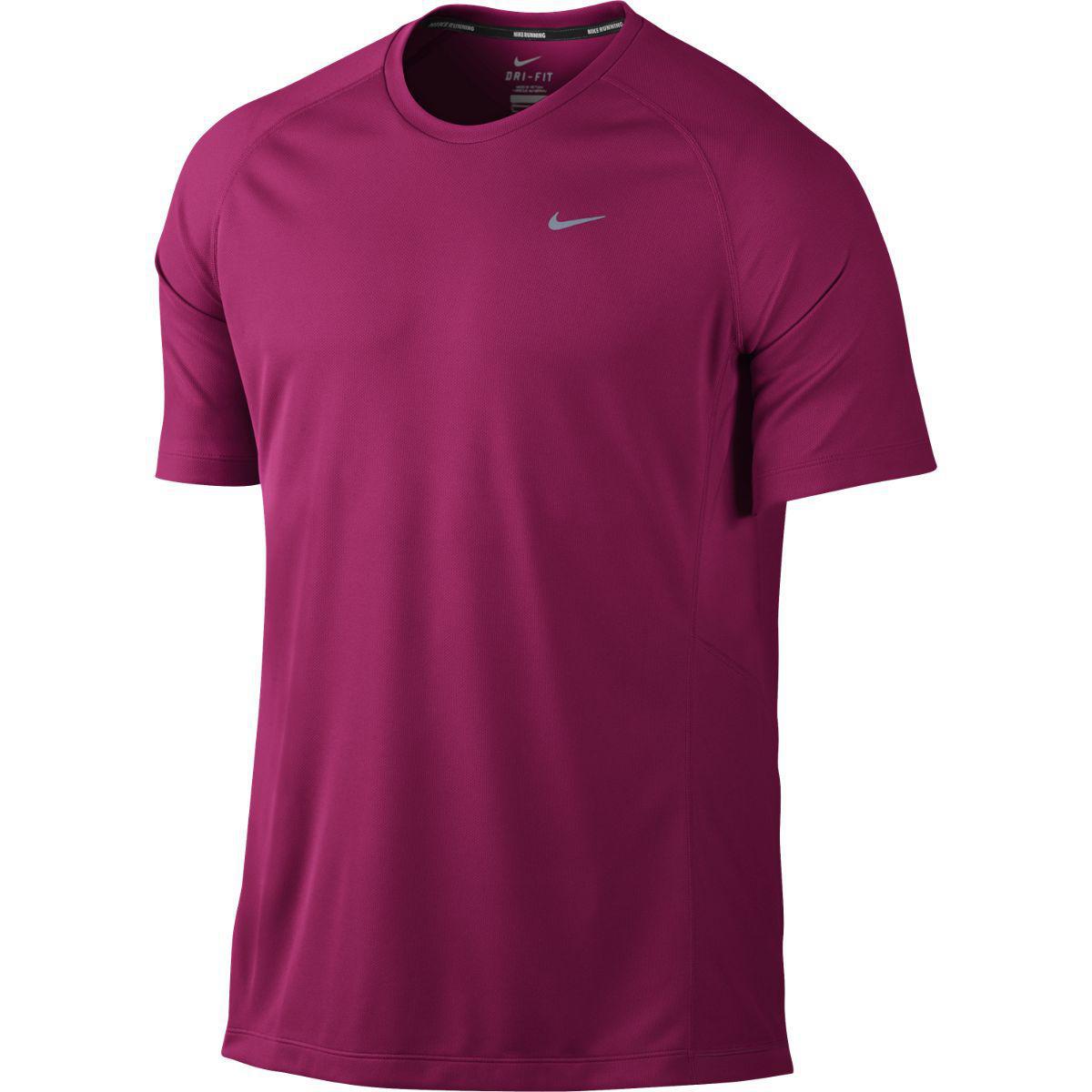 Nike Mens Miler UV Short Sleeve Running Shirt - Fireberry - Tennisnuts.com