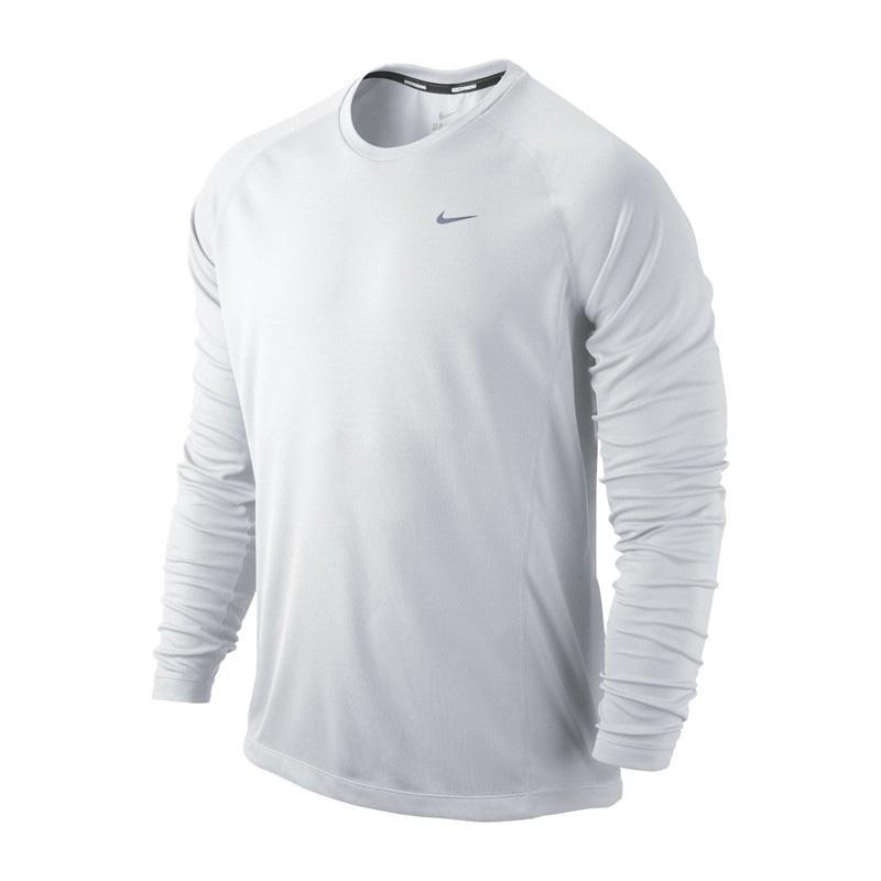 Nike Mens Miler UV Long Sleeve Shirt - White/Reflective Silver ...