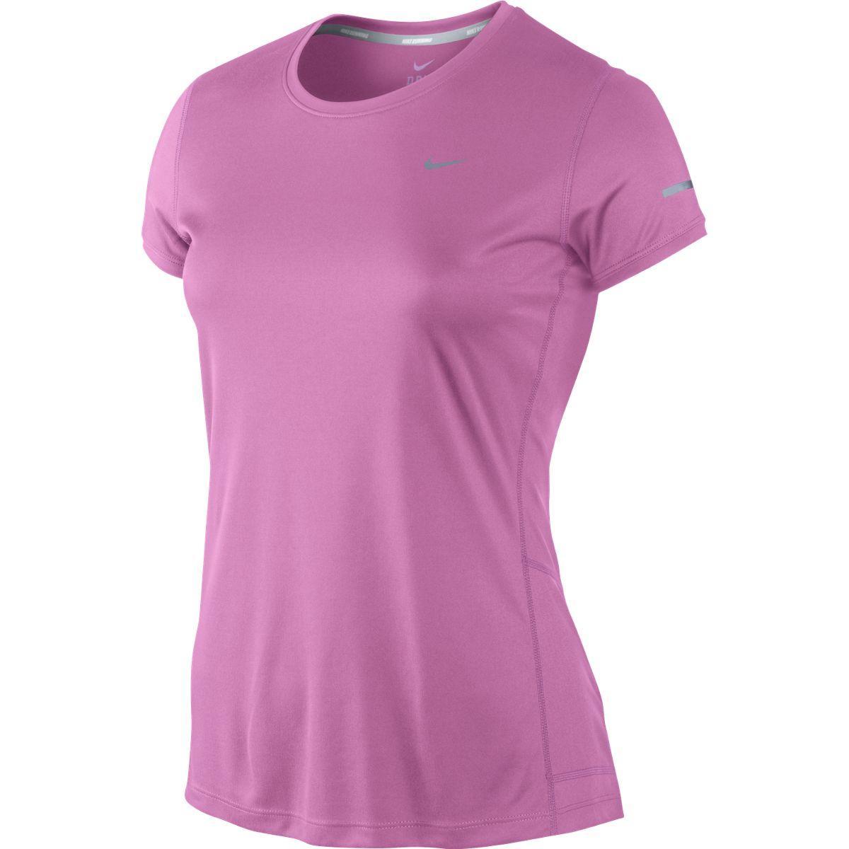 Nike Womens Miler SS Crew - Pink/Reflective Silver - Tennisnuts.com