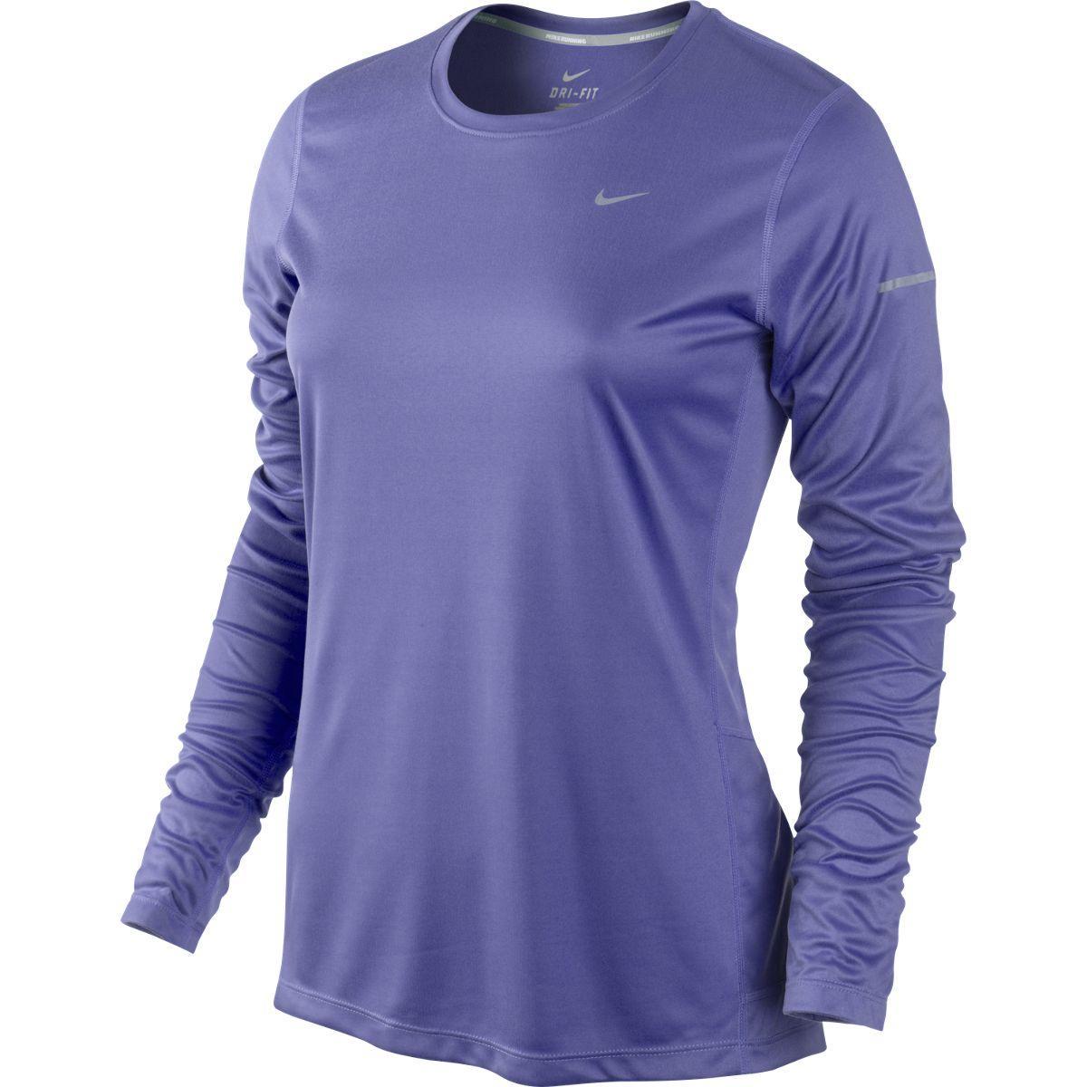 Nike Womens Miler Long Sleeve Running Top - Purple Haze/Reflective ...