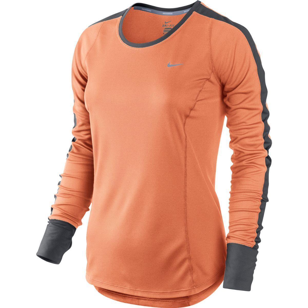 Nike Womens Racer L.S. Running Shirt Orange/Reflective Silver
