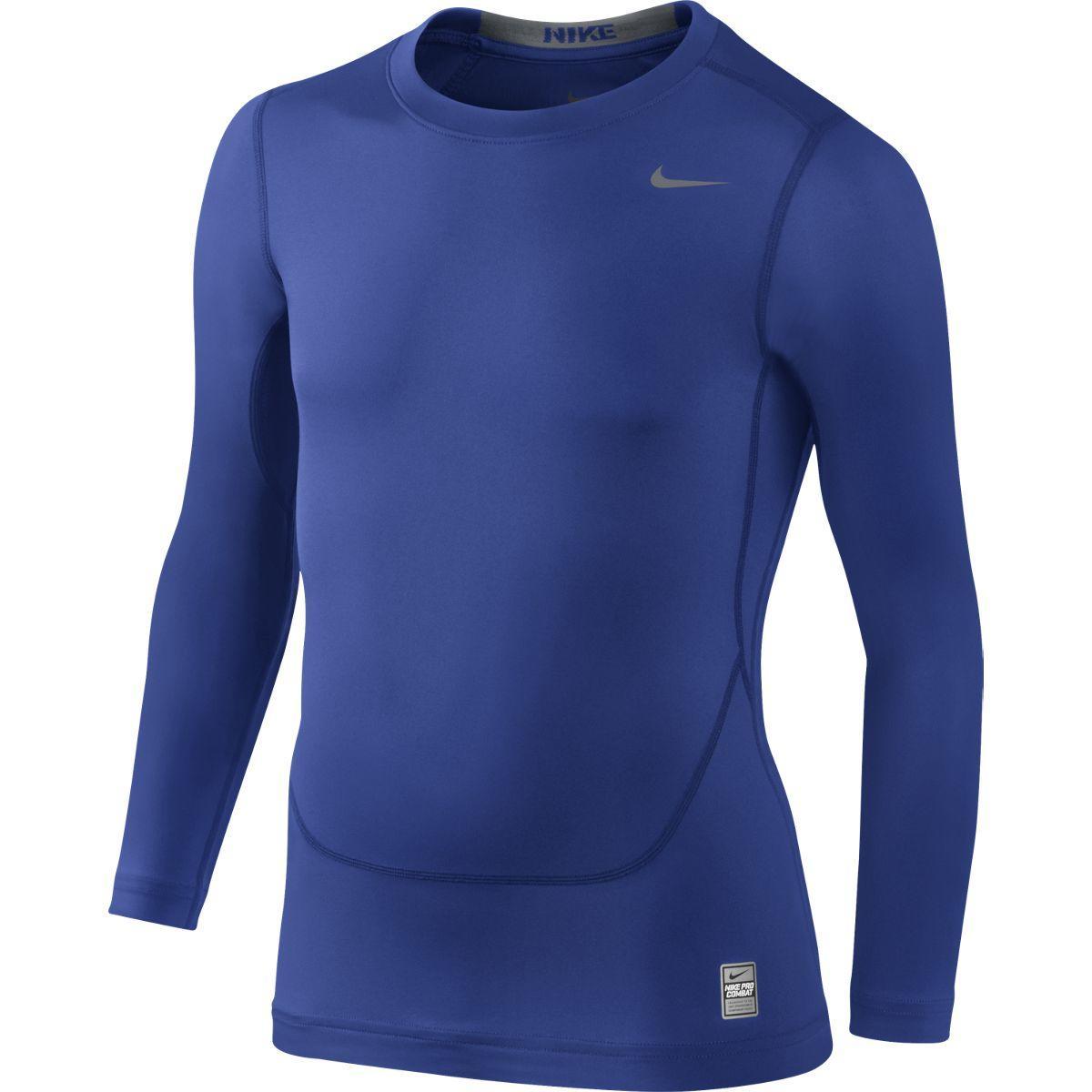 Nike Boys Pro Core Compression LS Top - Blue - Tennisnuts.com