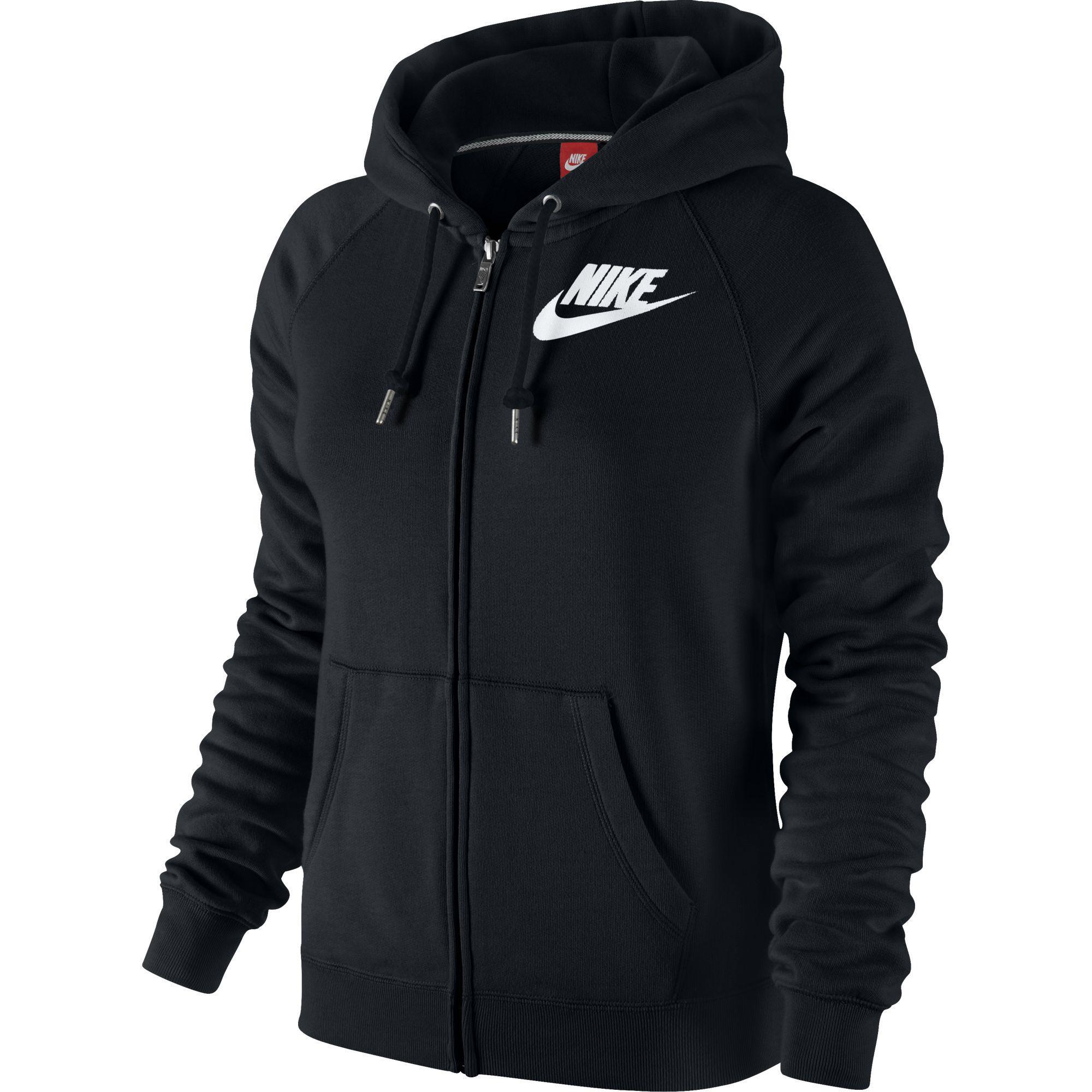 Nike Womens Rally Futura Full Zip Hoodie - Black - Tennisnuts.com