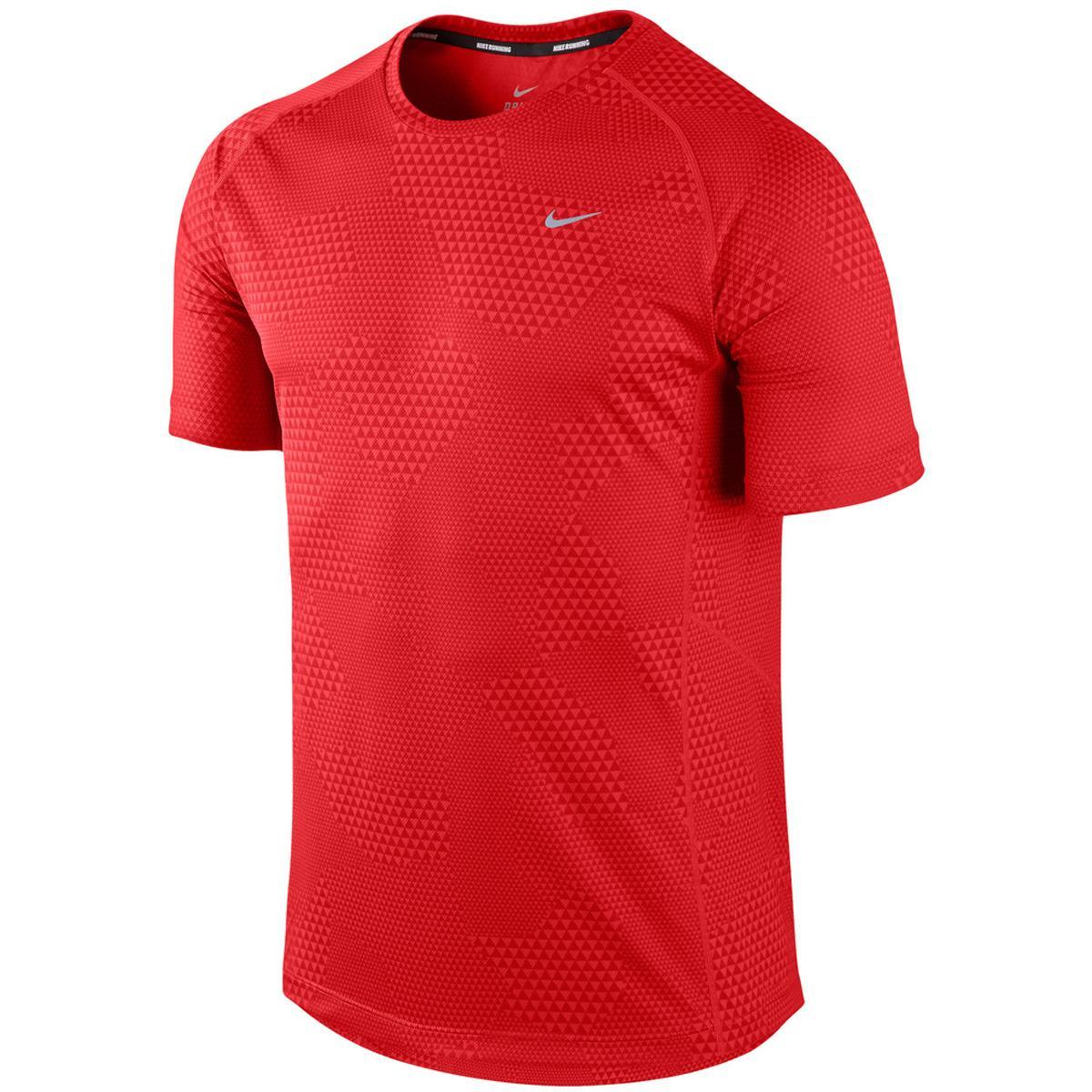 Nike Mens Printed Miler Shirt Red