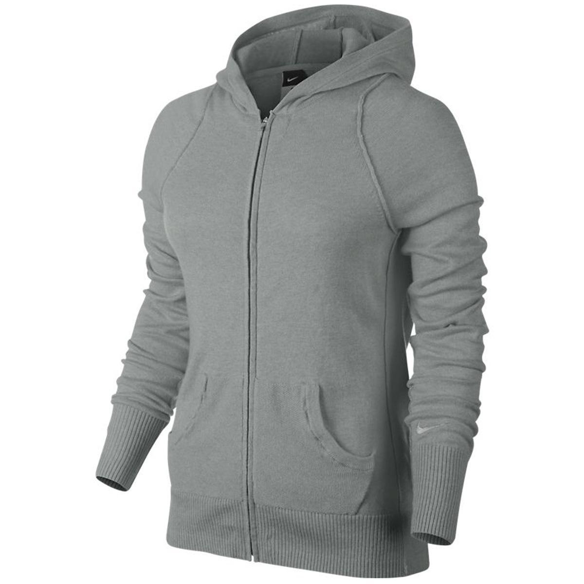 Nike Womens Knit Sweater Jacket - Medium Grey/Matte Silver - Tennisnuts.com