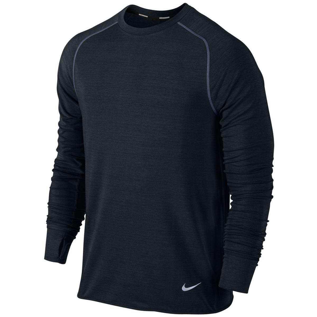 Nike Mens Dri-FIT Sprint Long Sleeve Crew - Black/Reflective Silver ...