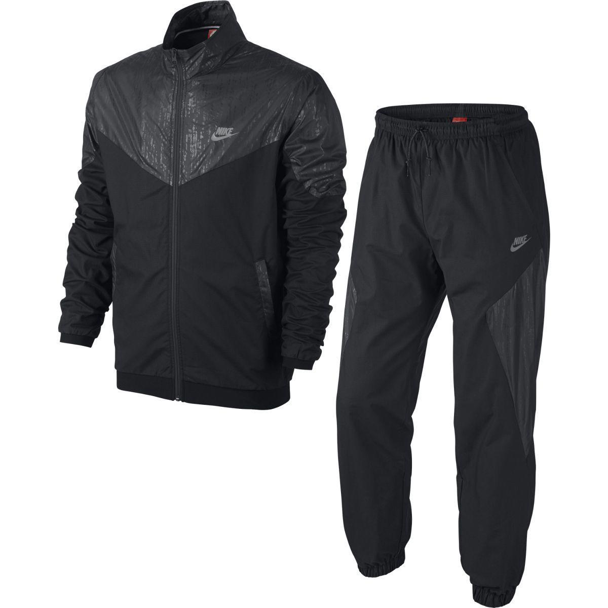 Nike Mens Hybrid Allover Print Matrix Tracksuit - Black/Metallic Silver ...