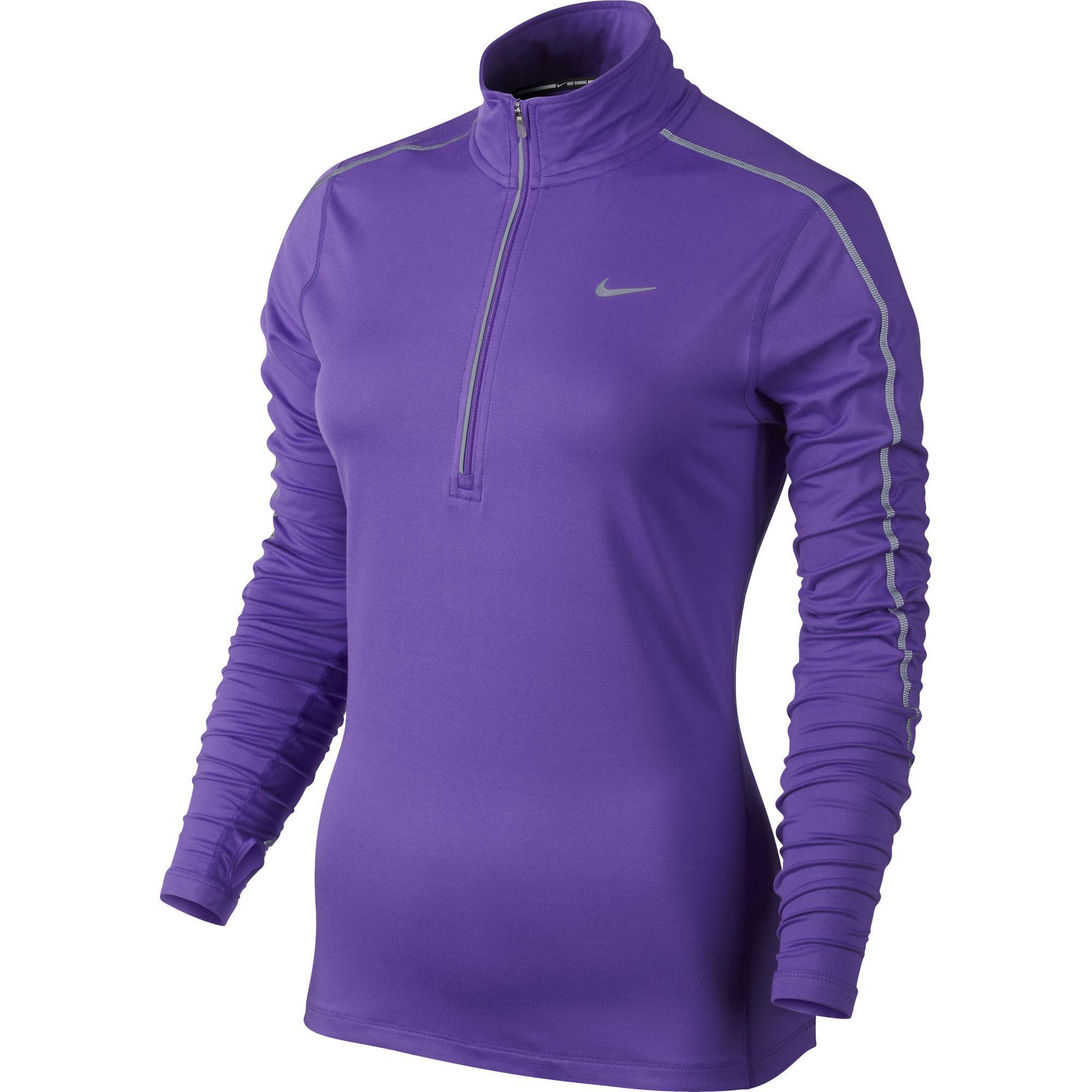 Nike Womens Reflective Element 1/2 Zip LS Running Top - Hyper Grape ...