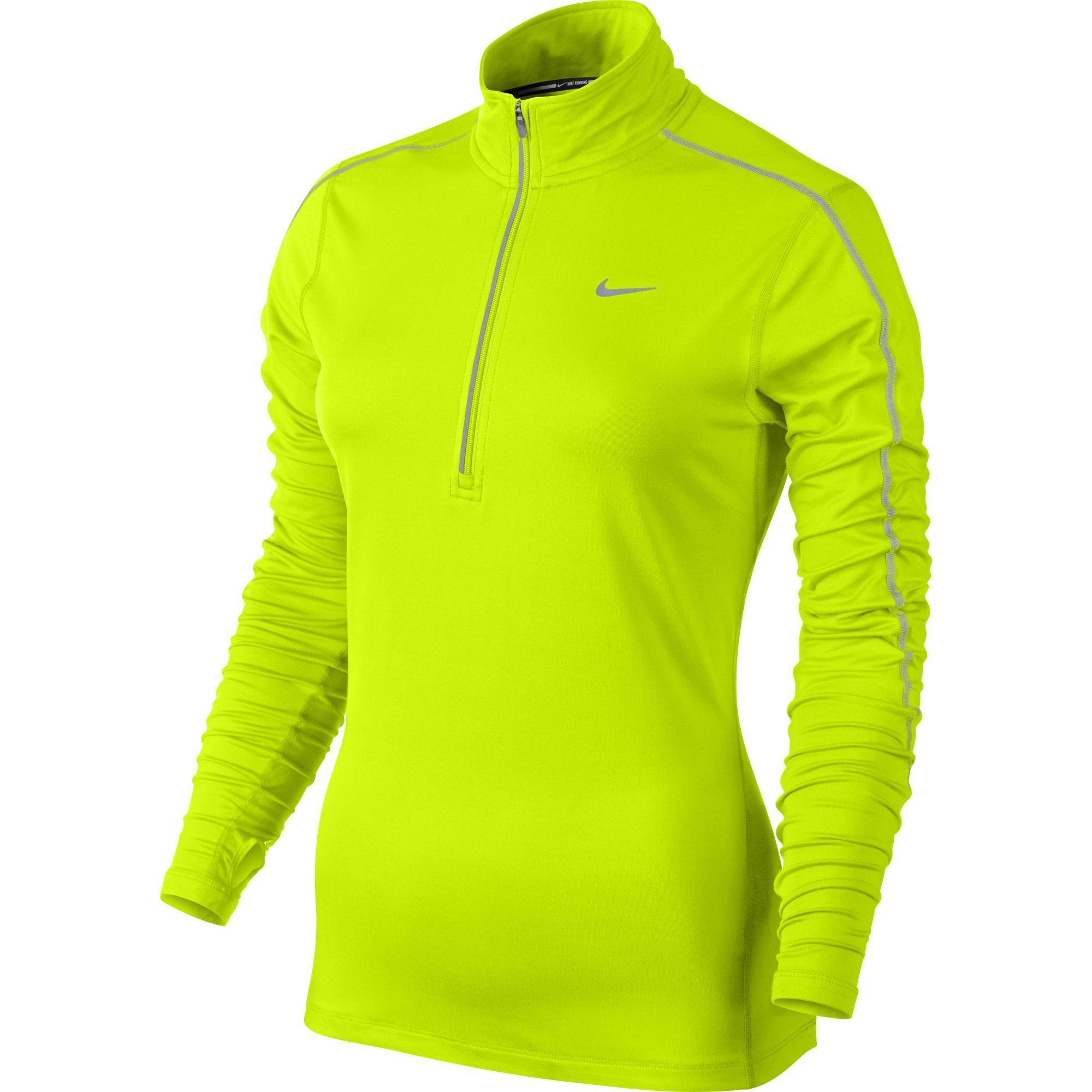 Nike Womens Reflective Element 1/2 Zip LS Running Top - Volt - Tennisnuts.com
